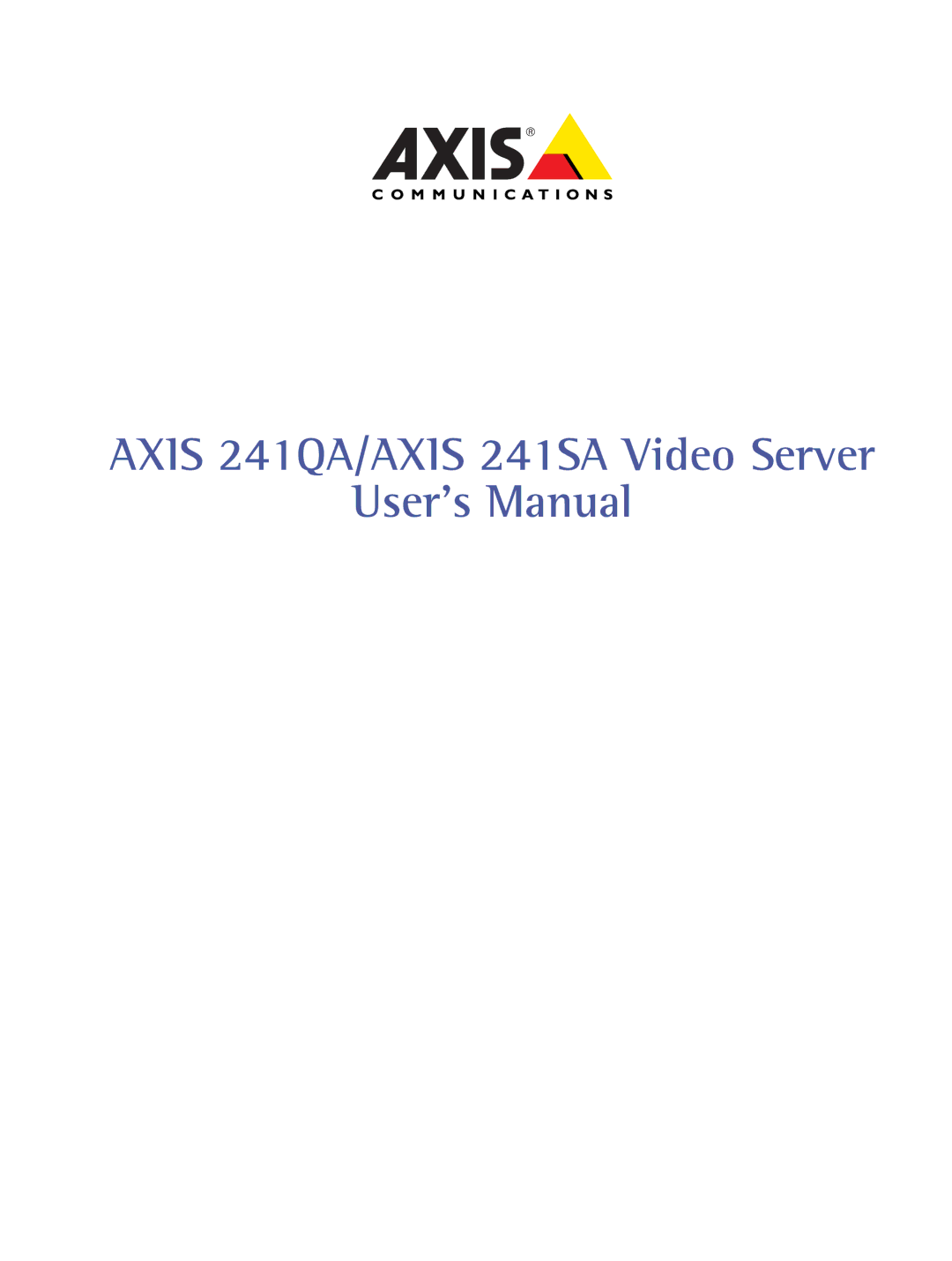 Axis Communications 241SA user manual User’s Manual 