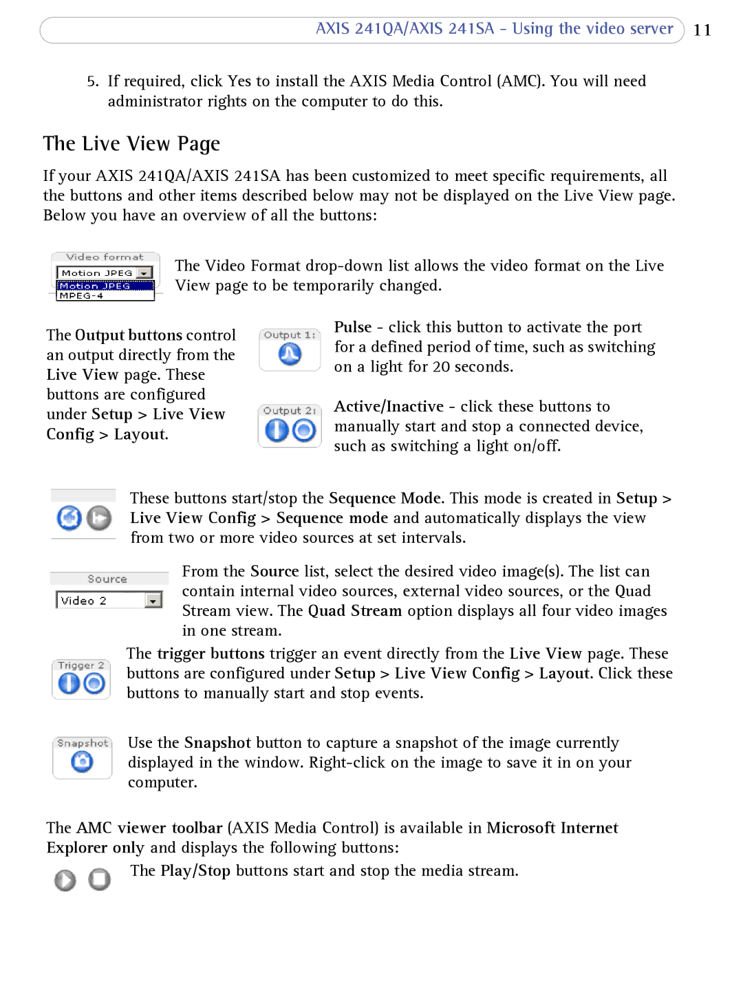 Axis Communications 241SA user manual Live View 