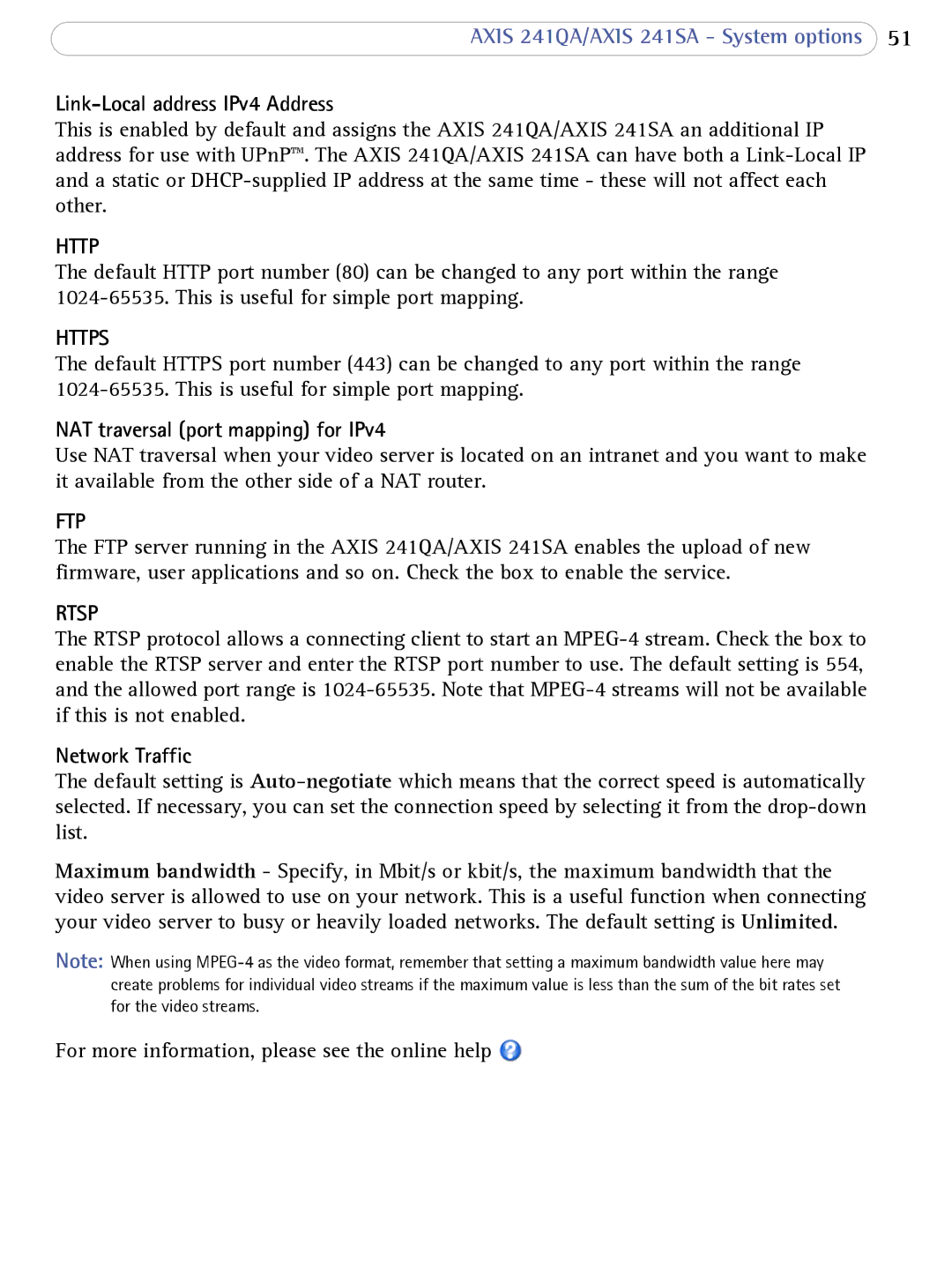 Axis Communications 241SA user manual Http, Ftp, Rtsp 