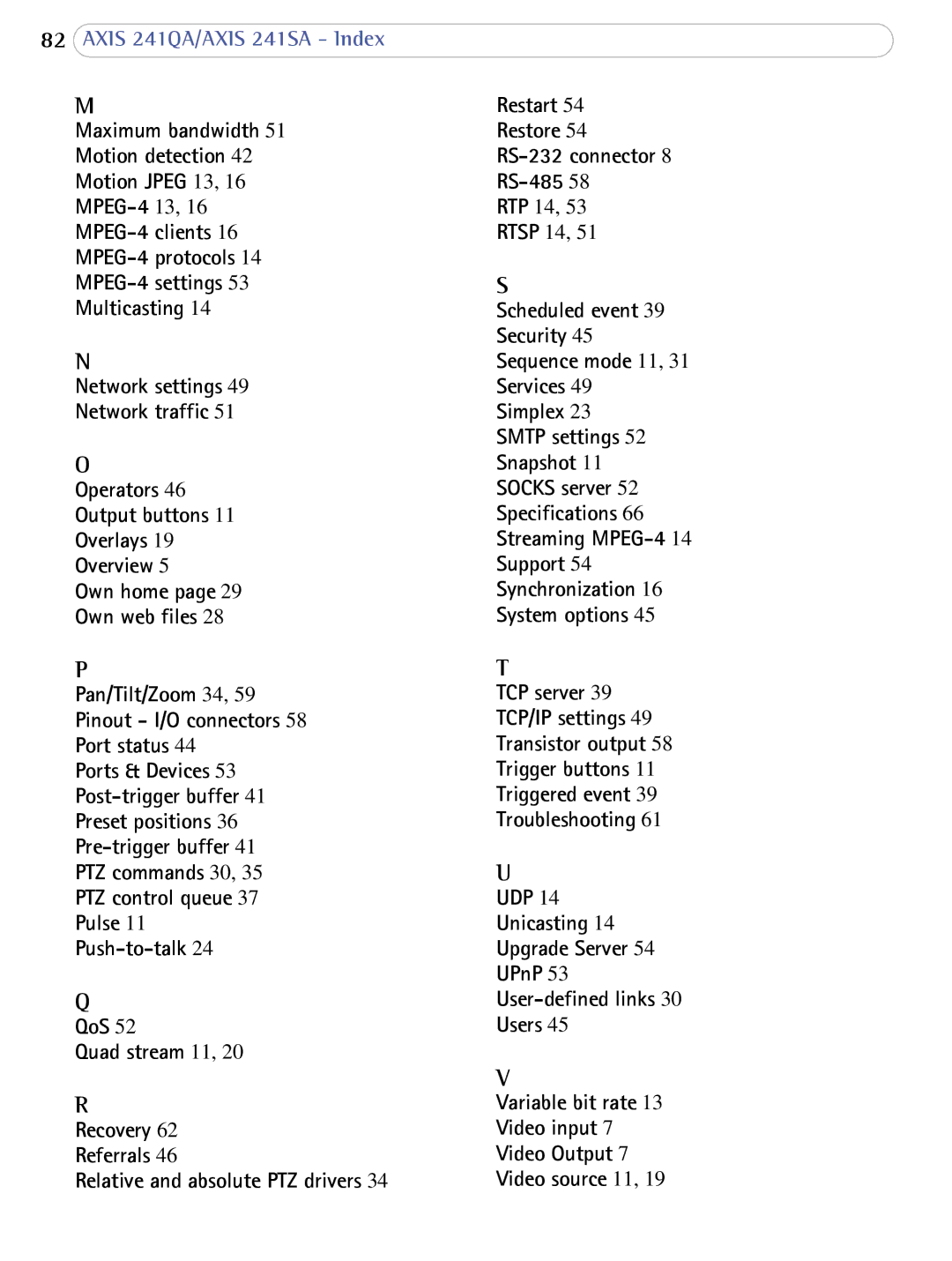 Axis Communications 241SA user manual RTP 14 Rtsp 14 