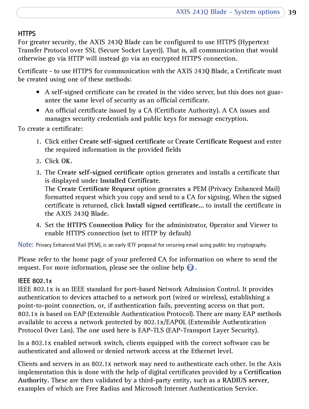 Axis Communications 243Q user manual Https, Ieee 