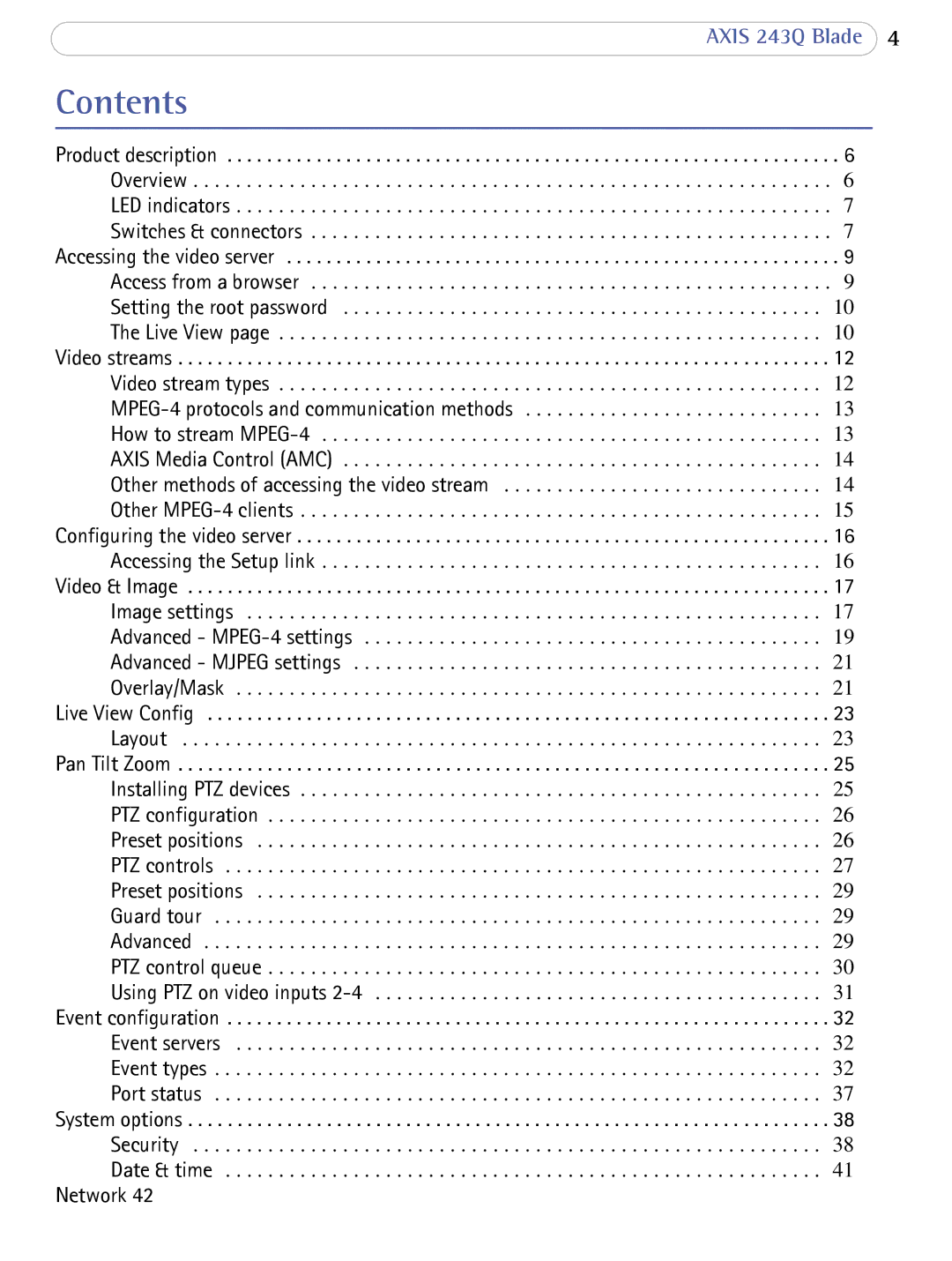 Axis Communications 243Q user manual Contents 