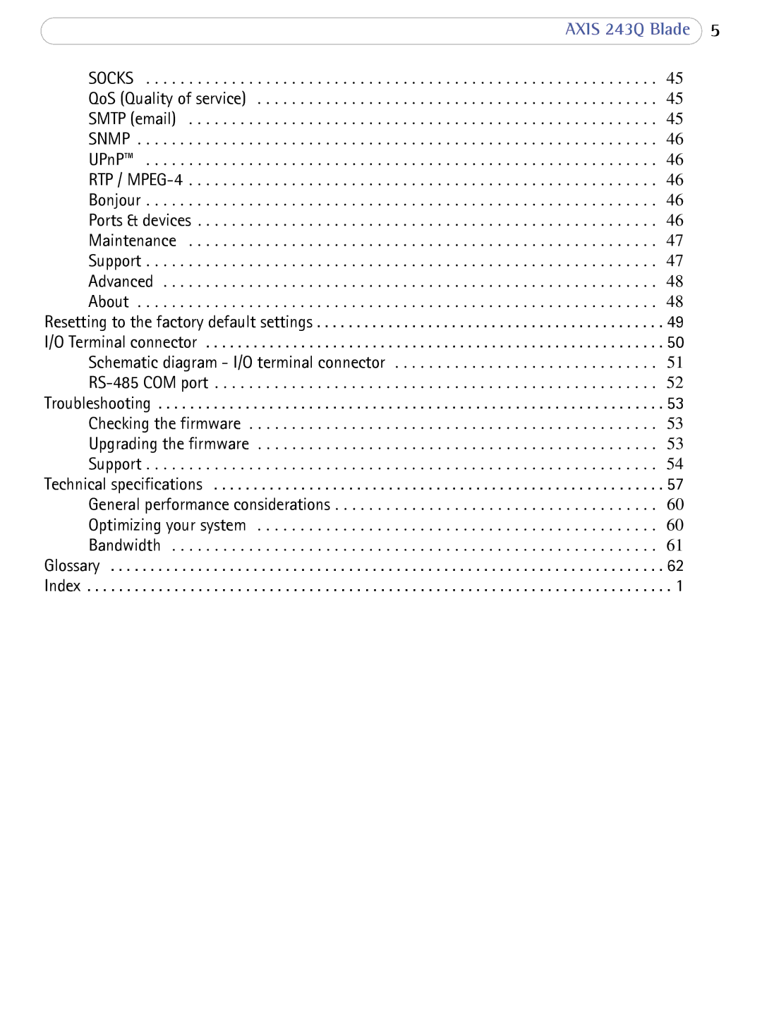 Axis Communications user manual Axis 243Q Blade 