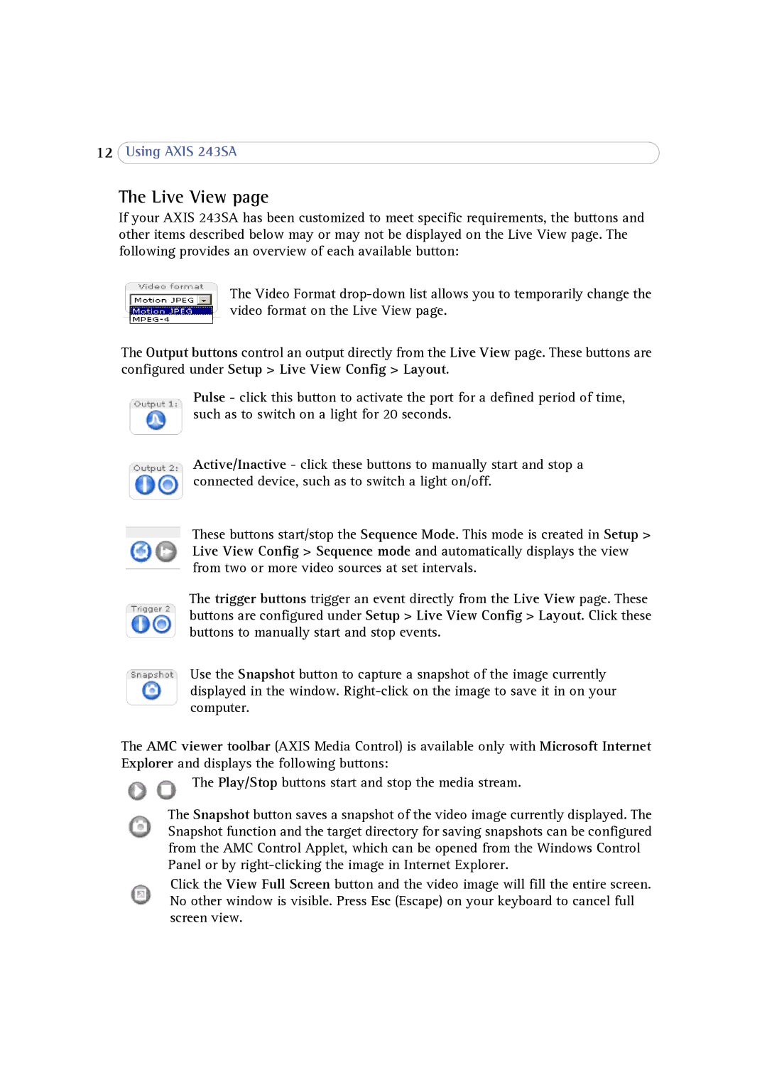 Axis Communications 243SA user manual Live View 