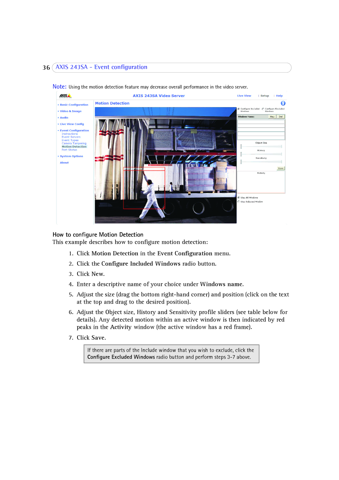 Axis Communications 243SA user manual How to configure Motion Detection 