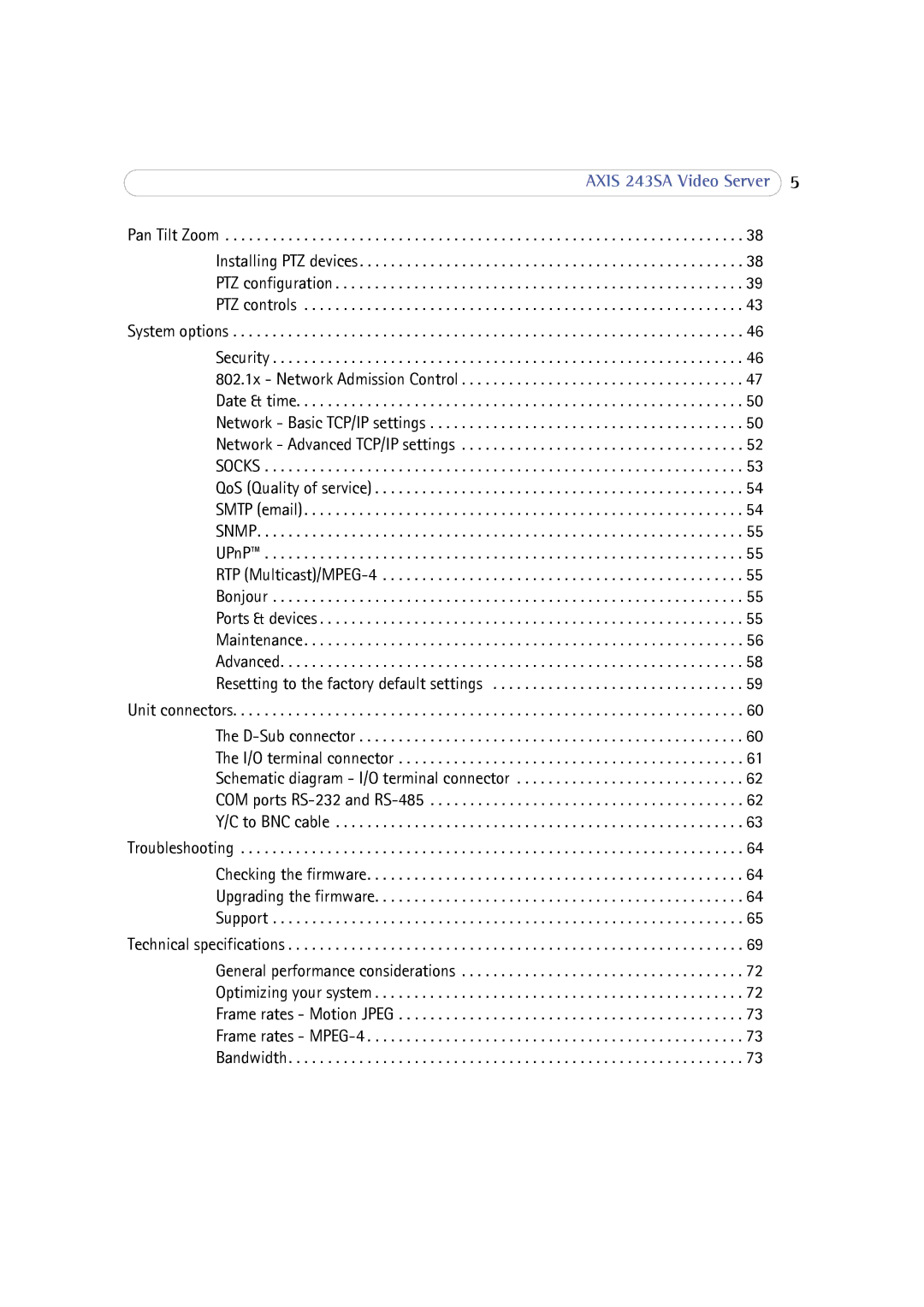 Axis Communications user manual Axis 243SA Video Server 