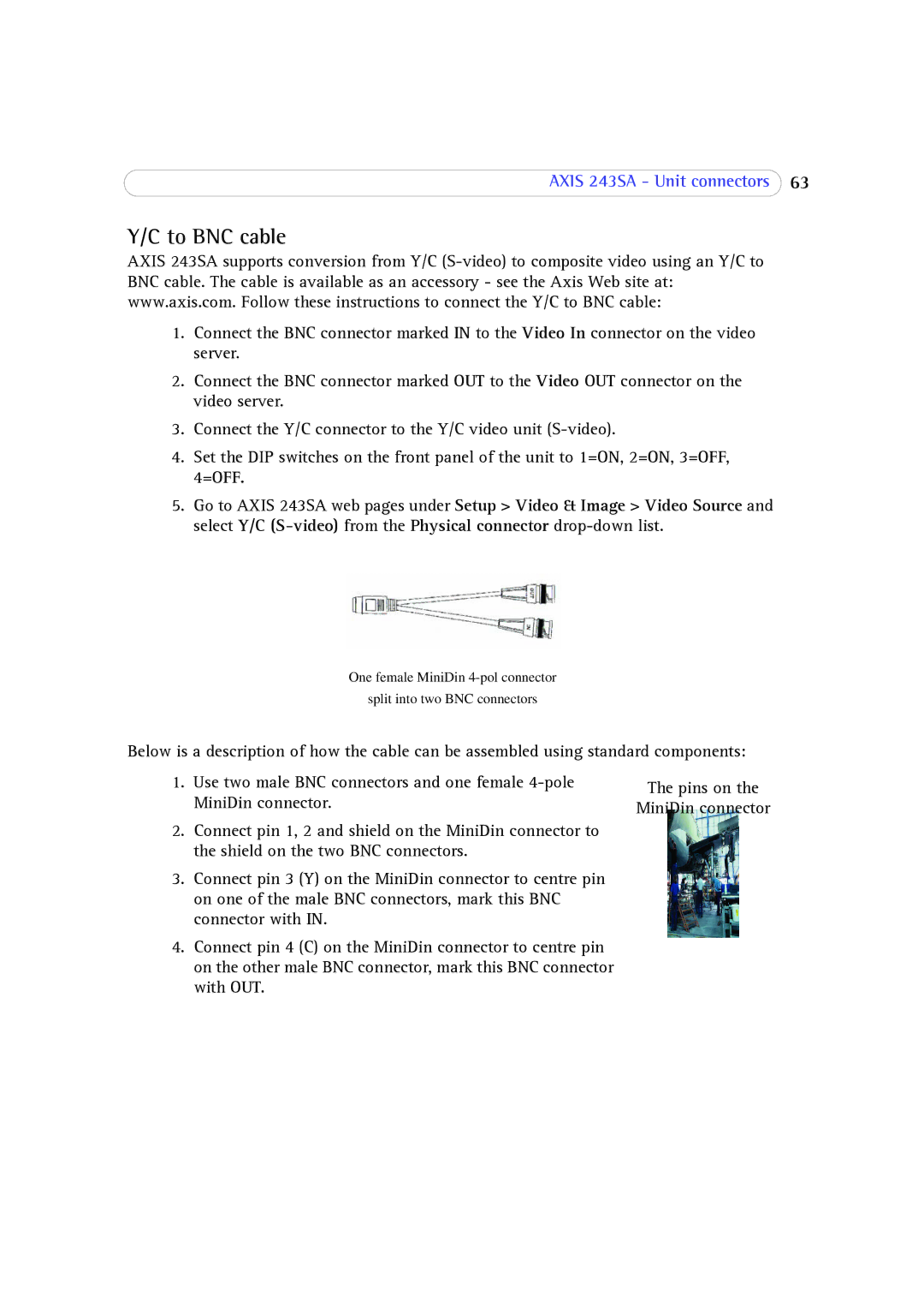 Axis Communications 243SA user manual To BNC cable 