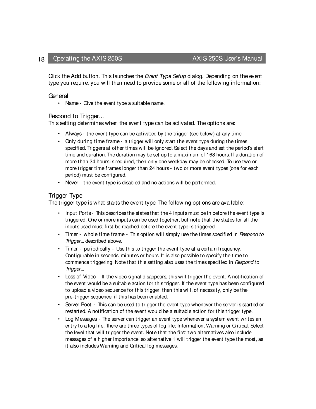 Axis Communications 250S user manual General 