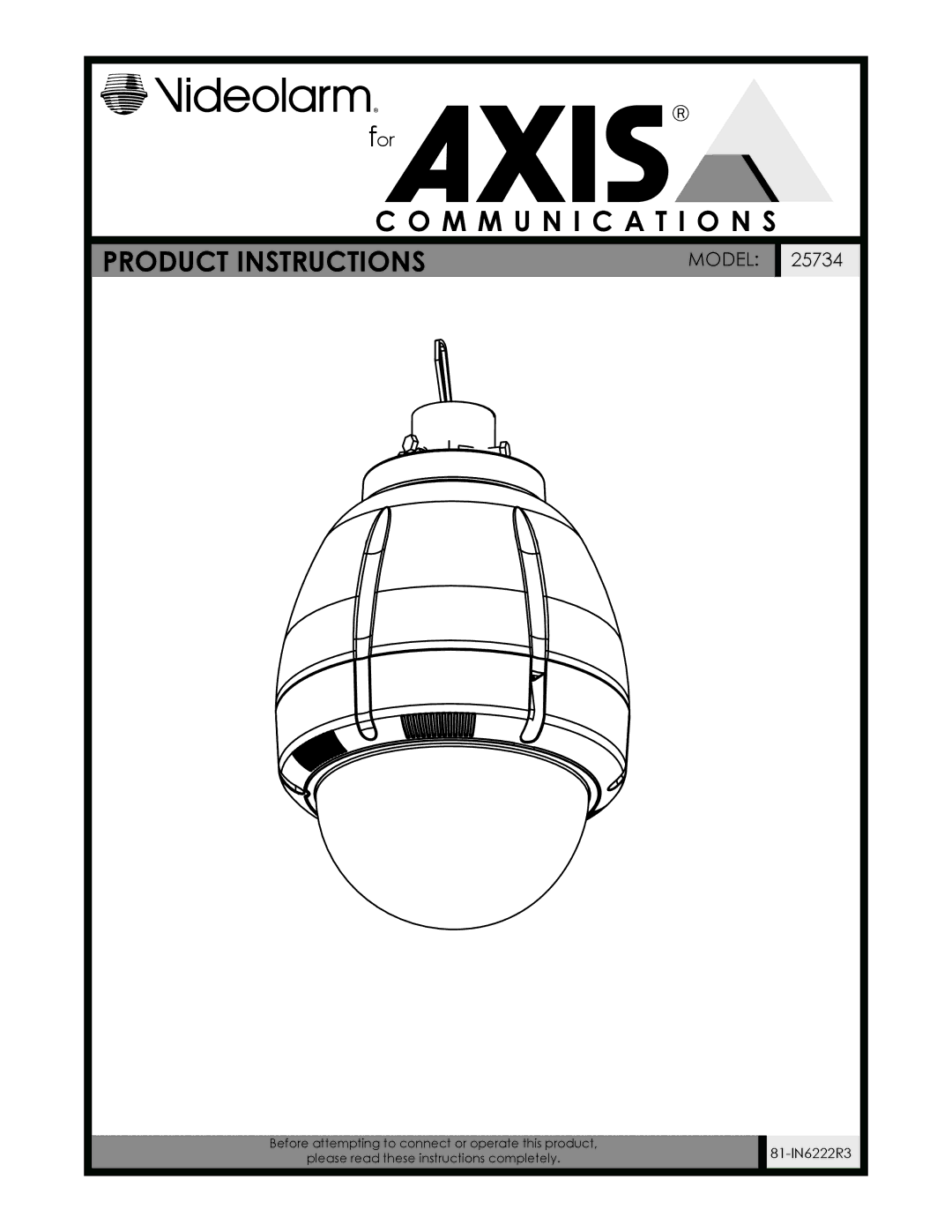 Axis Communications 25734 manual M M U N I C a T I O N S Product Instructions 