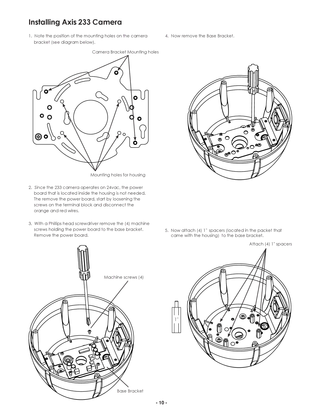 Axis Communications 25734 manual Installing Axis 233 Camera 