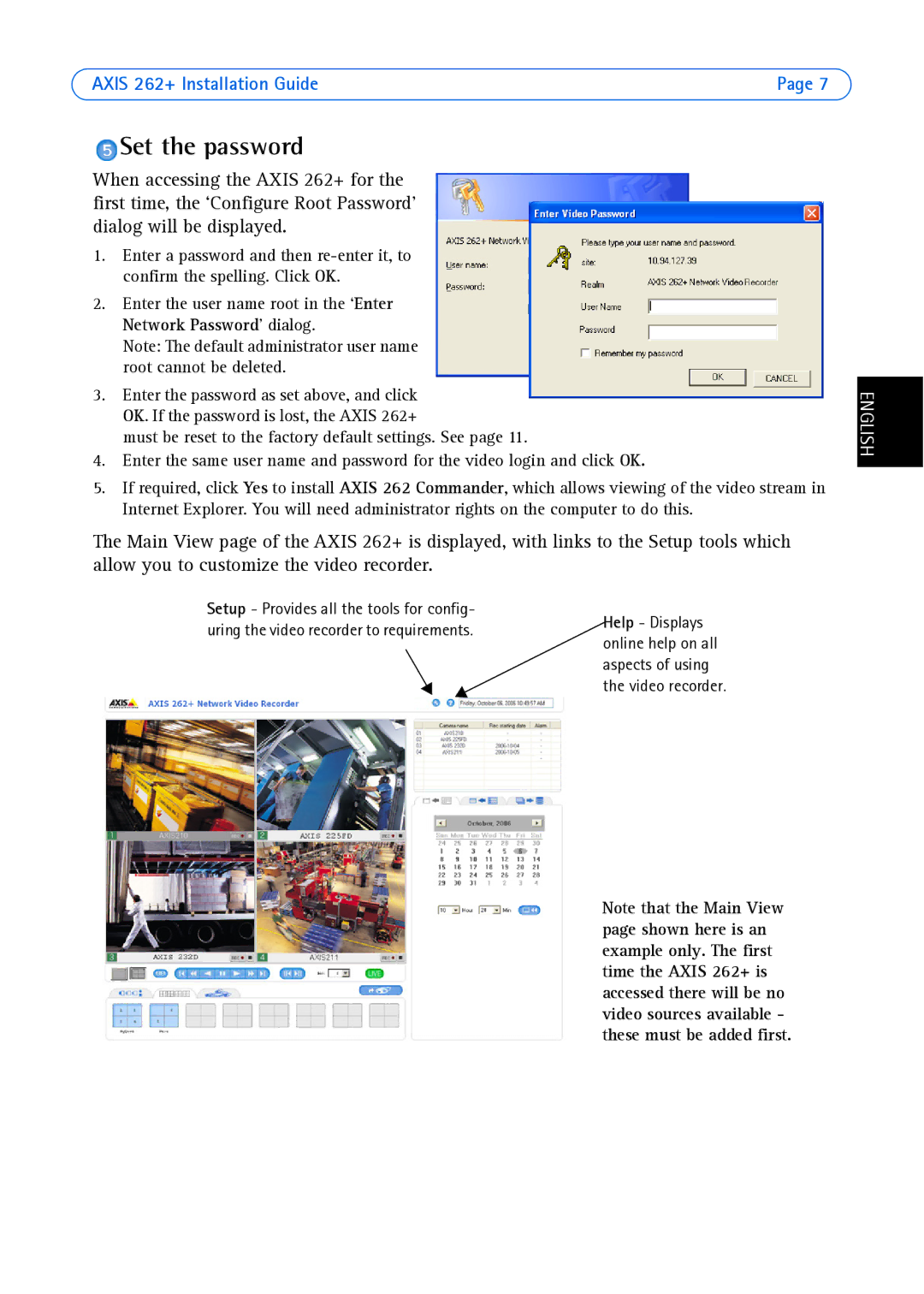 Axis Communications 262+ manual Set the password 