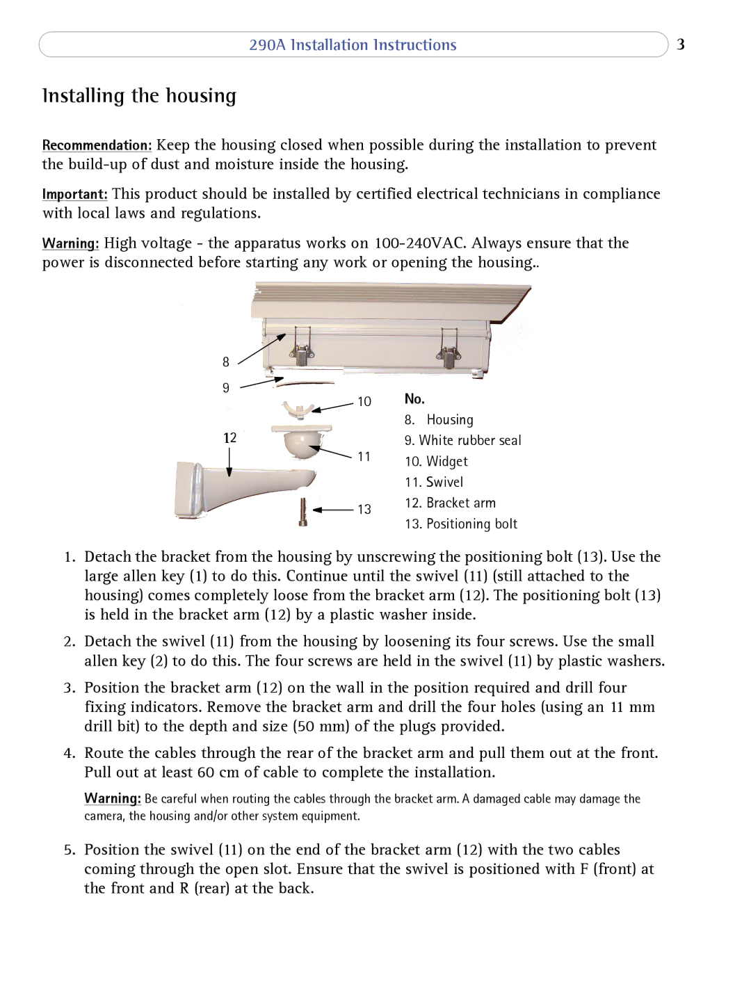 Axis Communications 290A installation instructions Installing the housing 