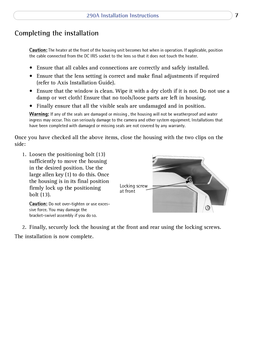 Axis Communications 290A installation instructions Completing the installation 