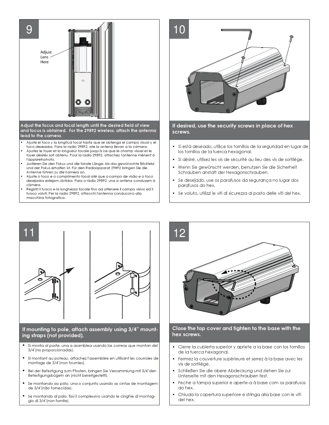 Axis Communications 29892, 24889 manual If desired, use the security screws in place of hex screws 