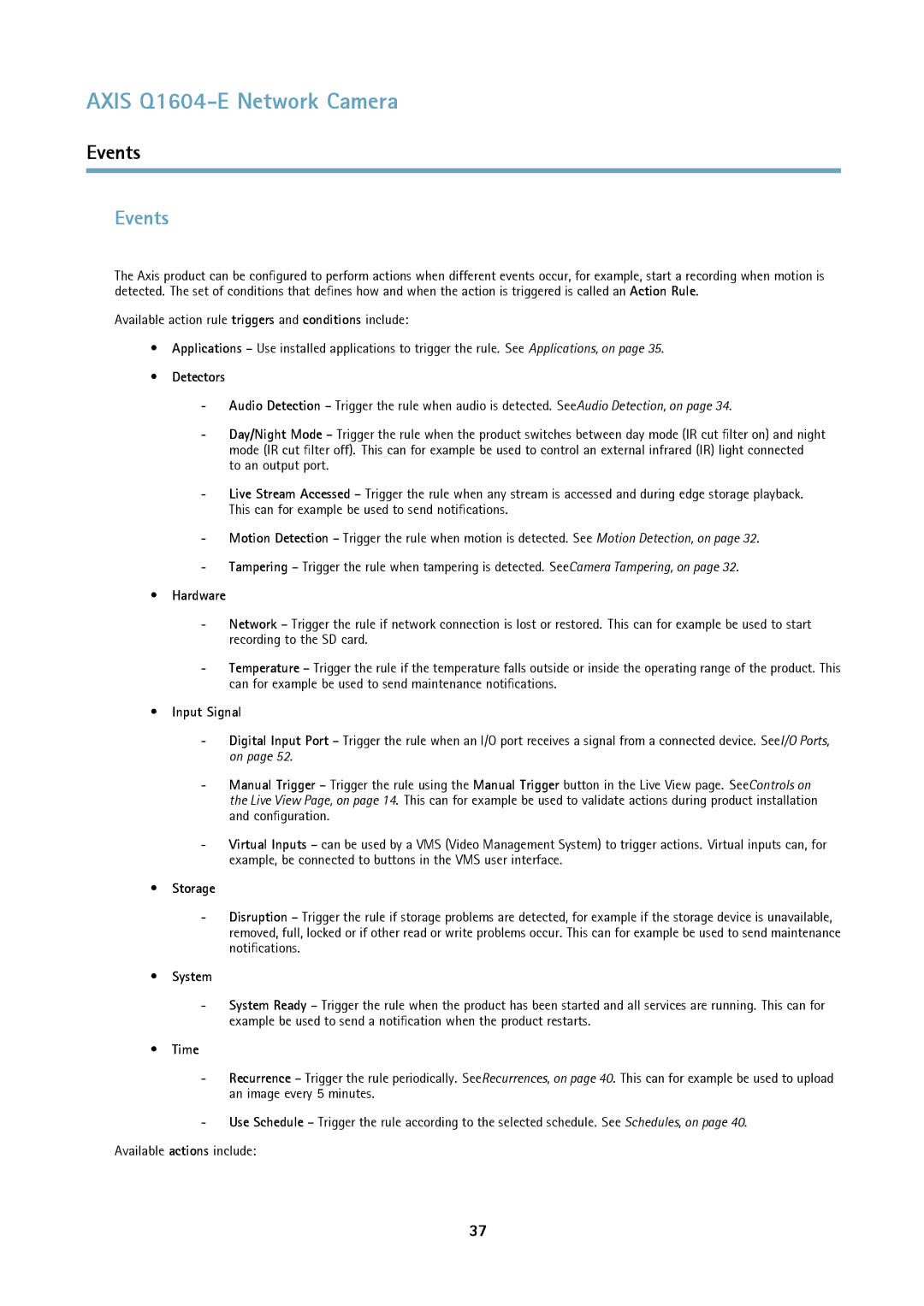 Axis Communications 463001 user manual Events 