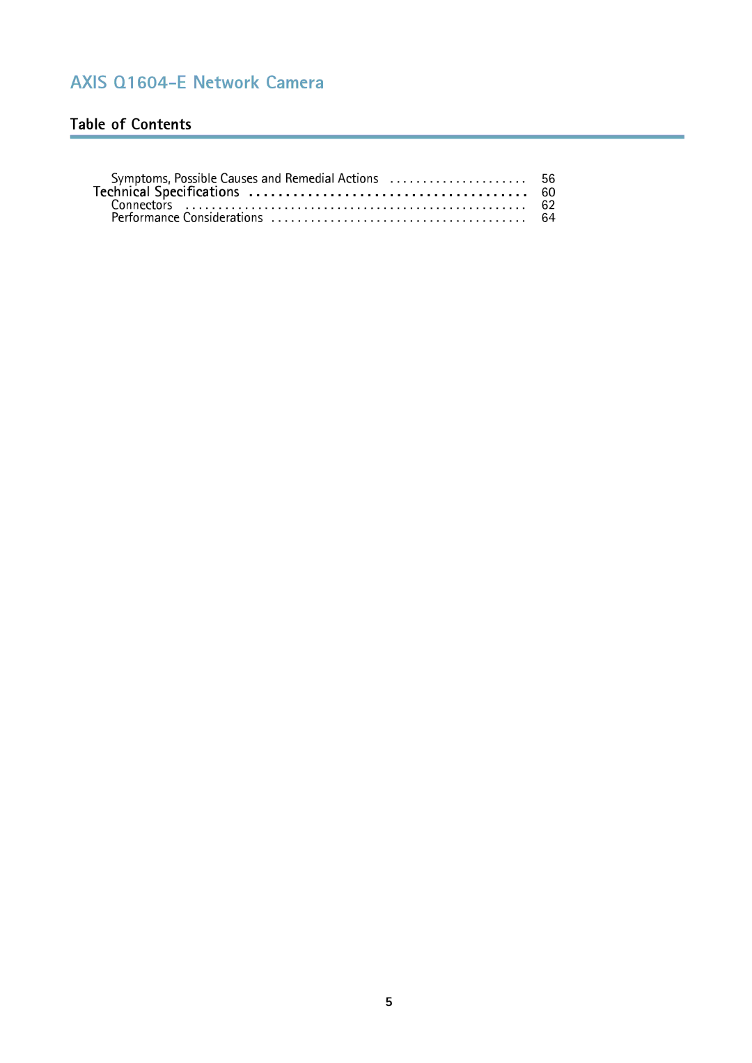 Axis Communications 463001 user manual Technical Specifications 