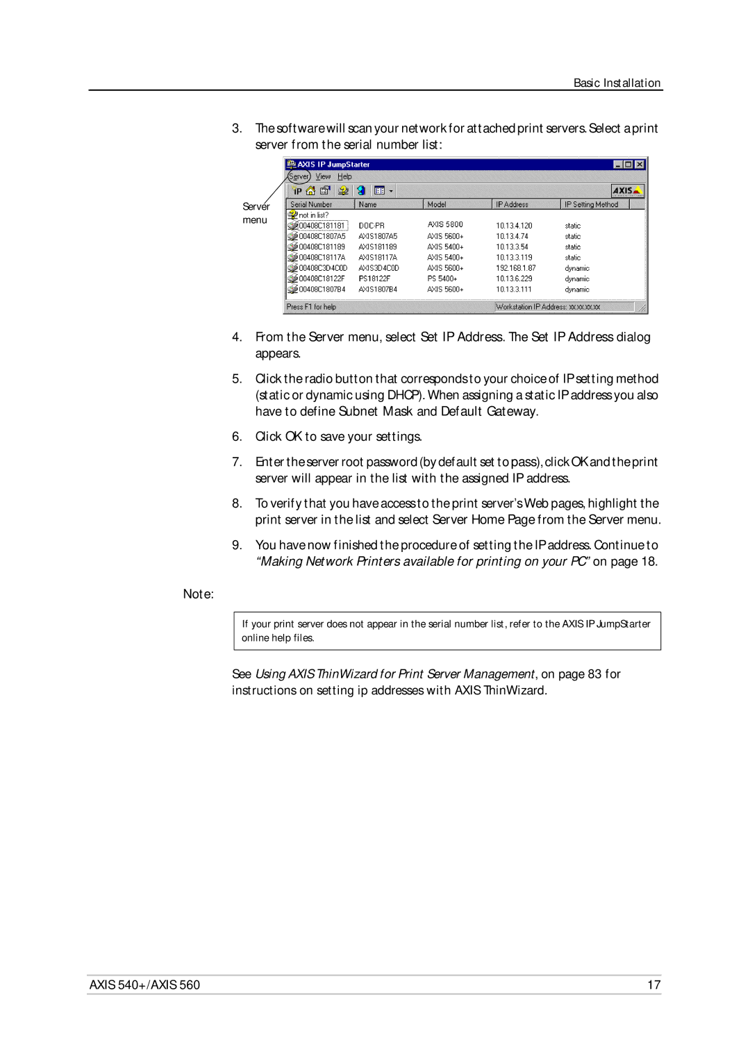 Axis Communications 560, 540+ user manual Click OK to save your settings 