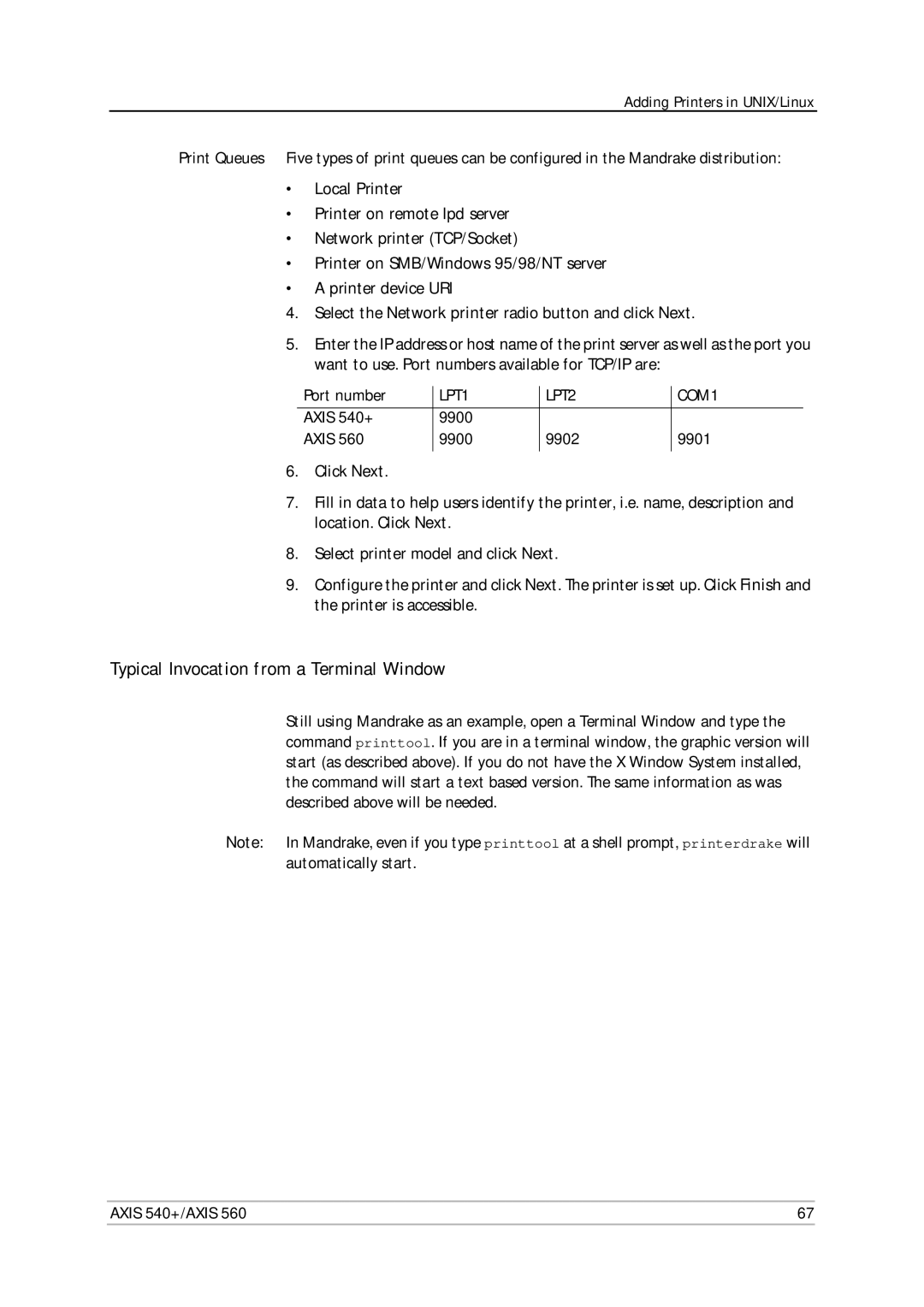 Axis Communications 560, 540+ user manual Typical Invocation from a Terminal Window 