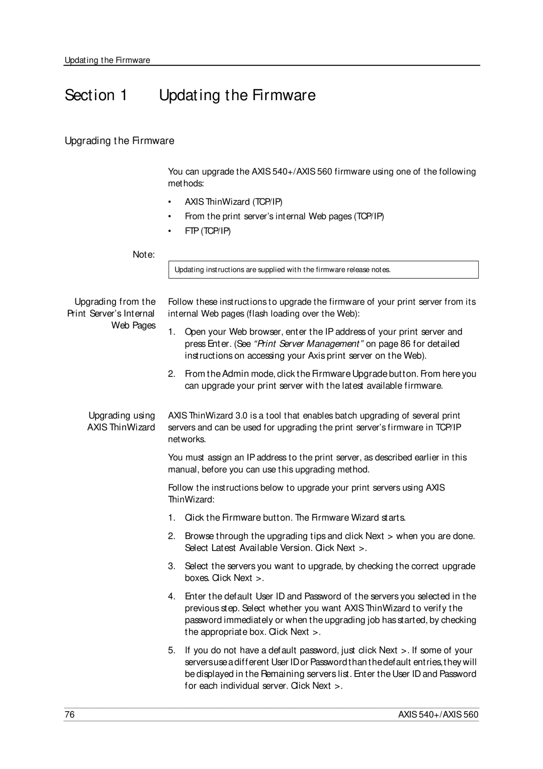 Axis Communications 540+, 560 user manual Updating the Firmware, Upgrading the Firmware 