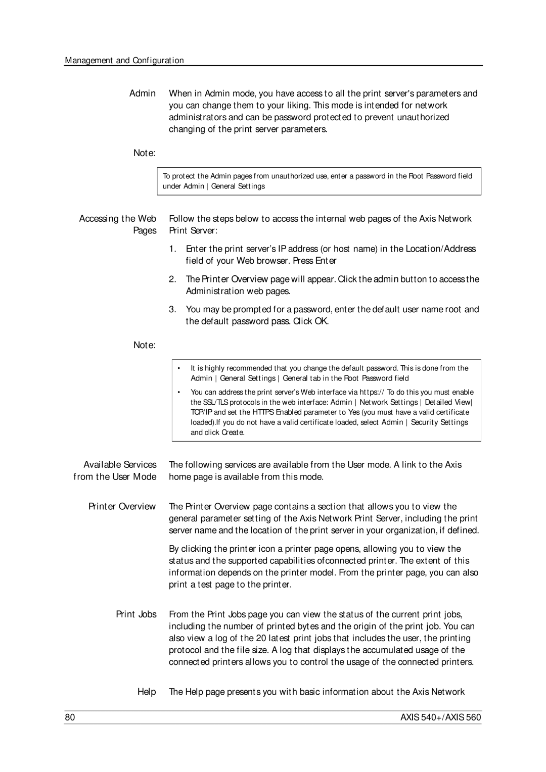 Axis Communications 540+, 560 user manual Management and Configuration 