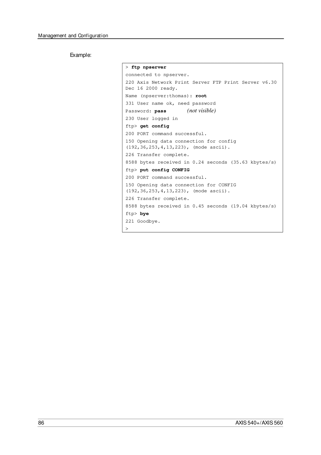 Axis Communications 540+, 560 user manual Example, Not visible 