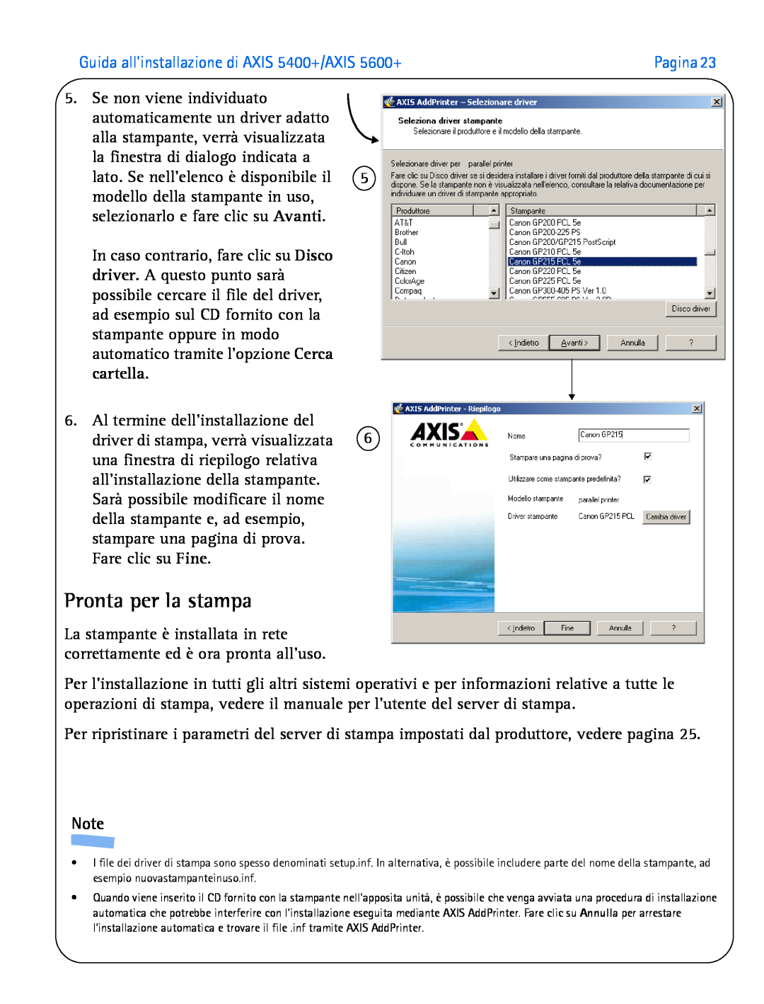 Axis Communications manual Pronta per la stampa, Guida allinstallazione di AXIS 5400+/AXIS 5600+ 