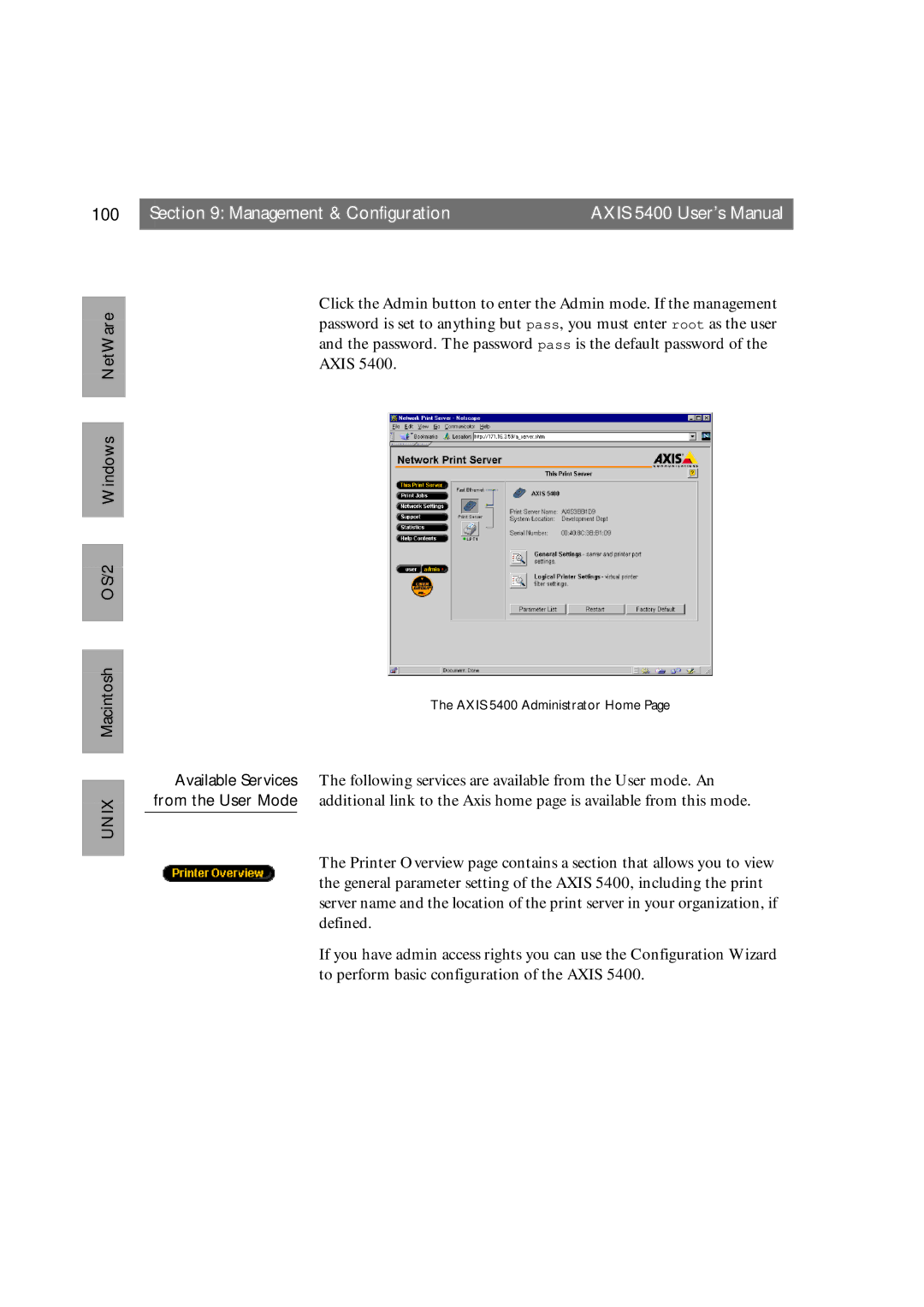 Axis Communications 5400 user manual 100 