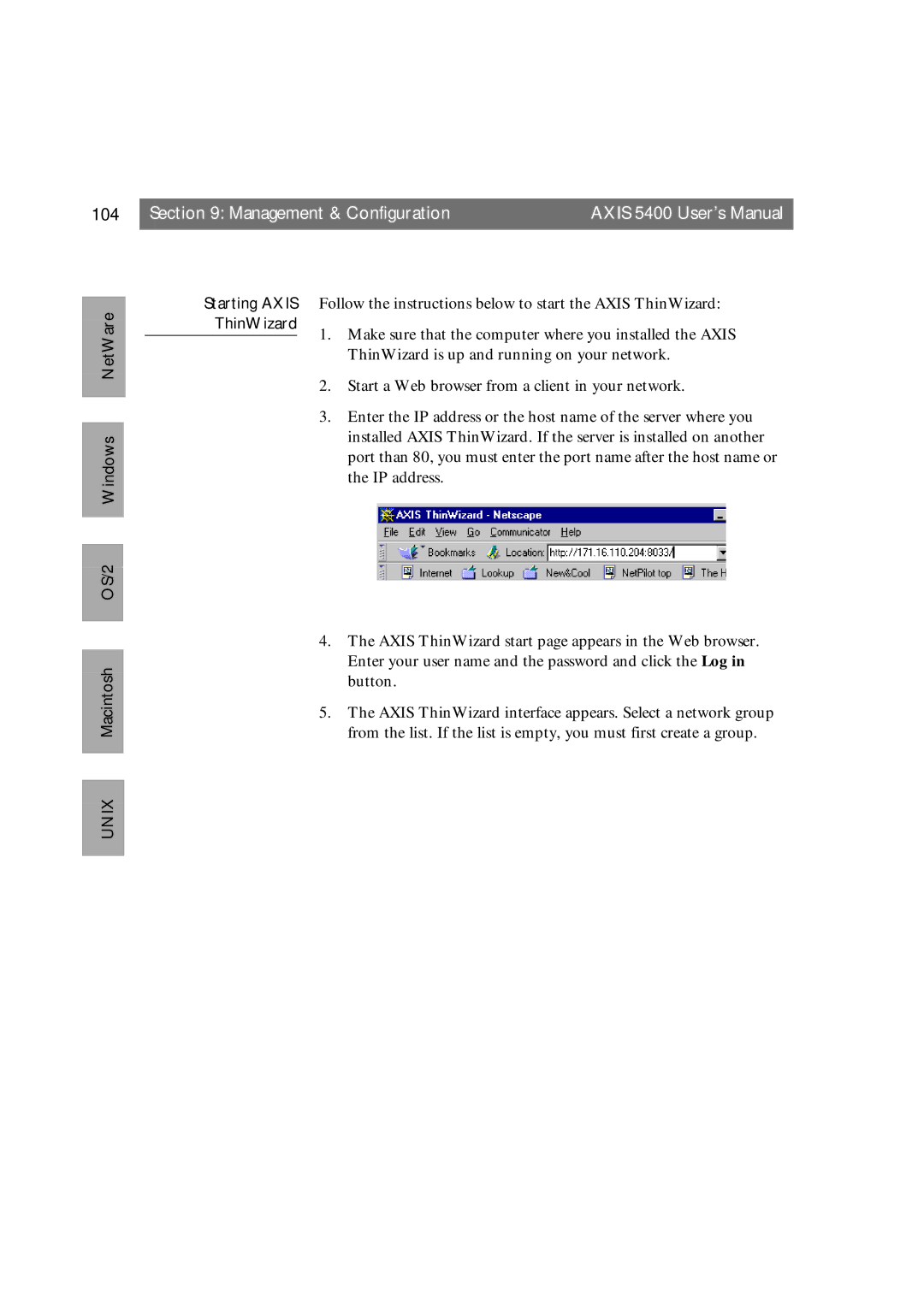 Axis Communications 5400 user manual 104, ThinWizard 