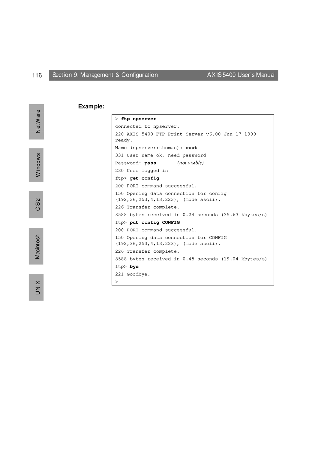 Axis Communications 5400 user manual 116, Example 