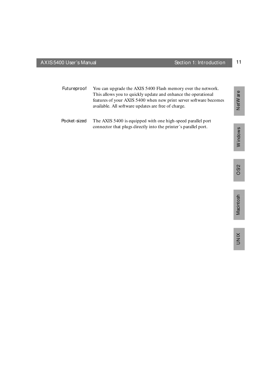 Axis Communications user manual Axis 5400 User’s Manual Introduction 