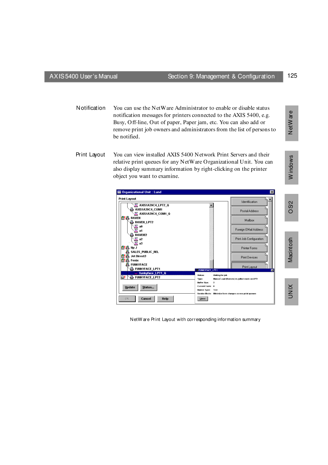 Axis Communications user manual Axis 5400 User’s Manual Management & Configuration 125 