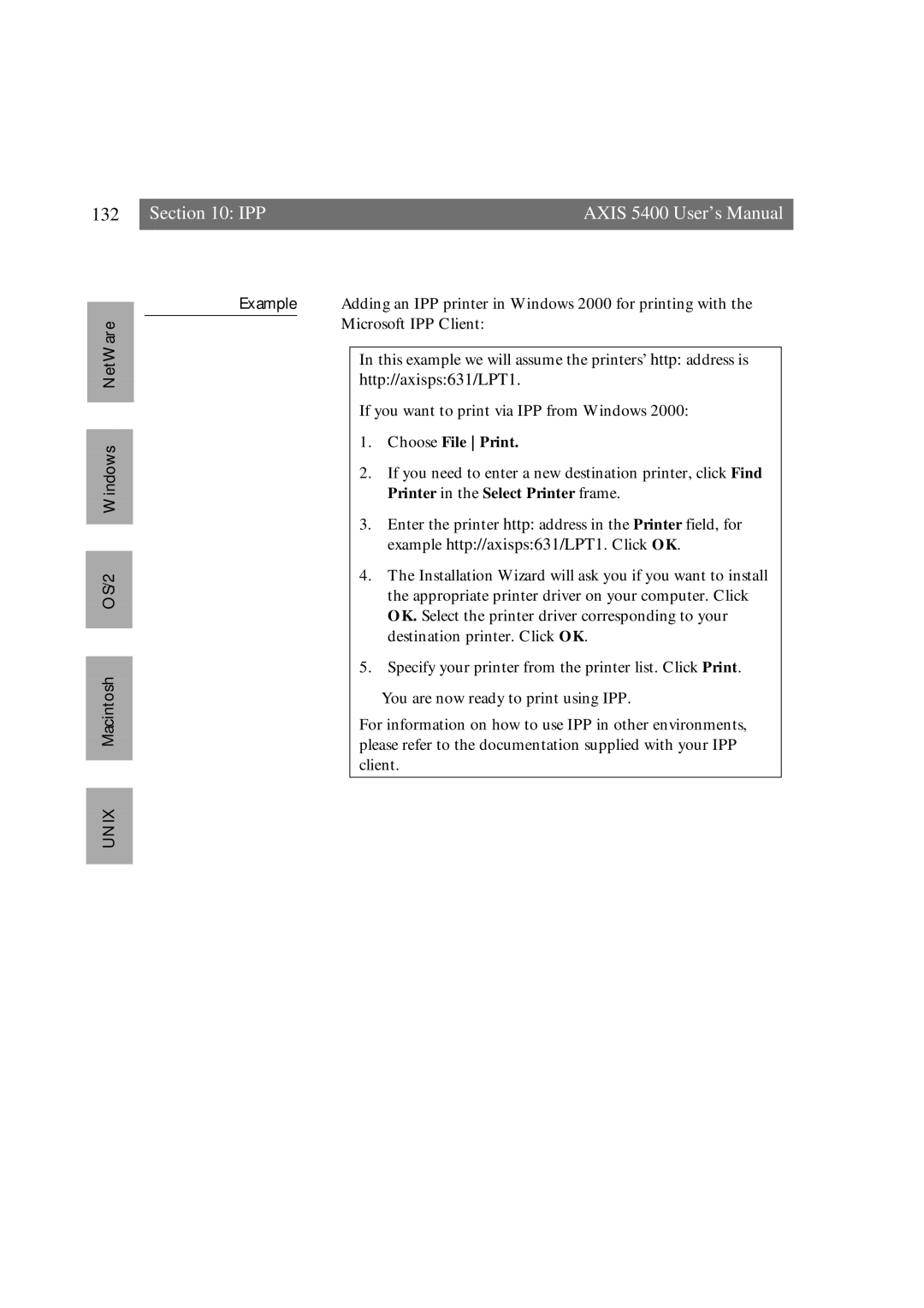 Axis Communications user manual IPP Axis 5400 User’s Manual, Choose File Print 