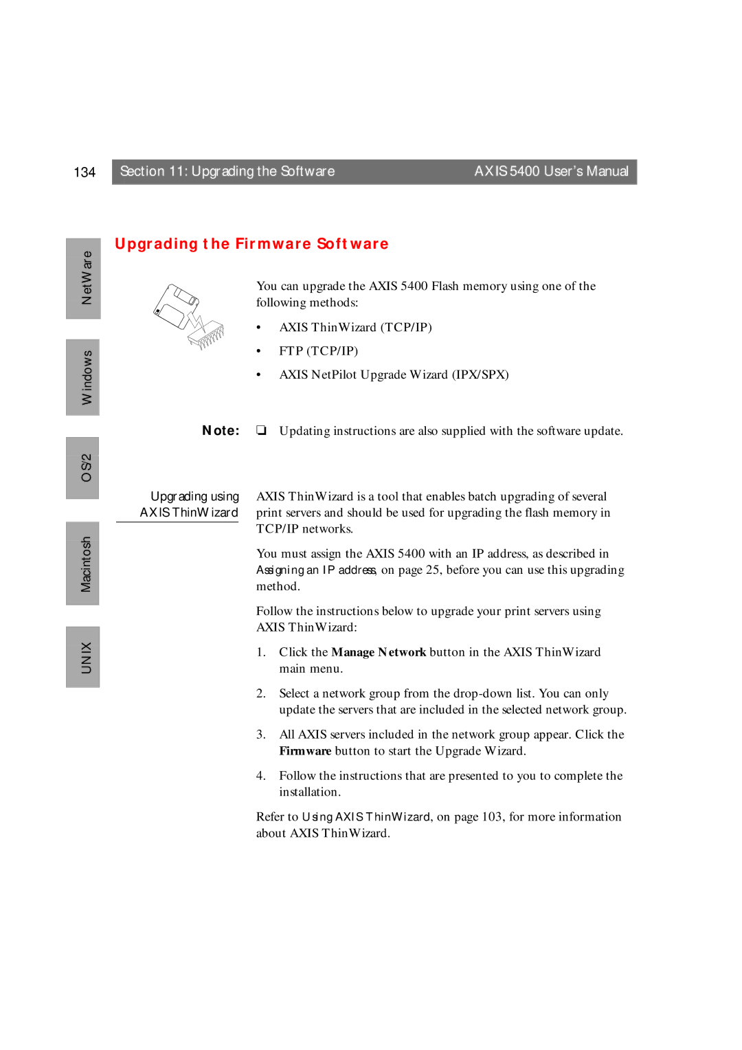 Axis Communications 5400 user manual Upgrading the Firmware Software, OS/2 Macintosh 