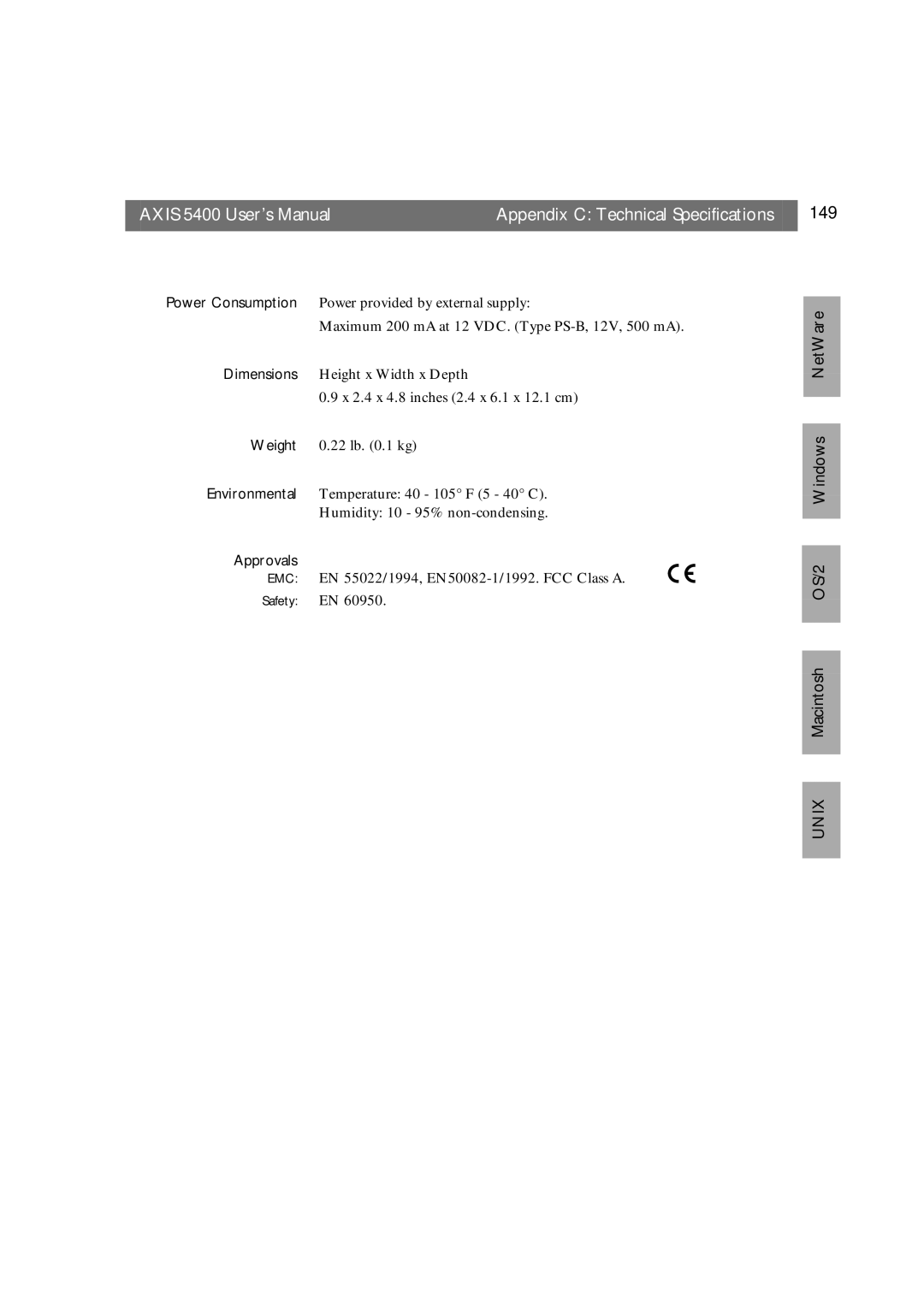 Axis Communications 5400 user manual Approvals 