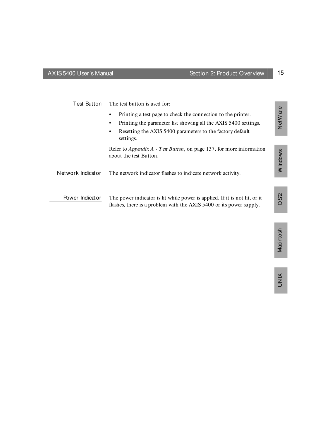 Axis Communications user manual Axis 5400 User’s Manual Product Overview 