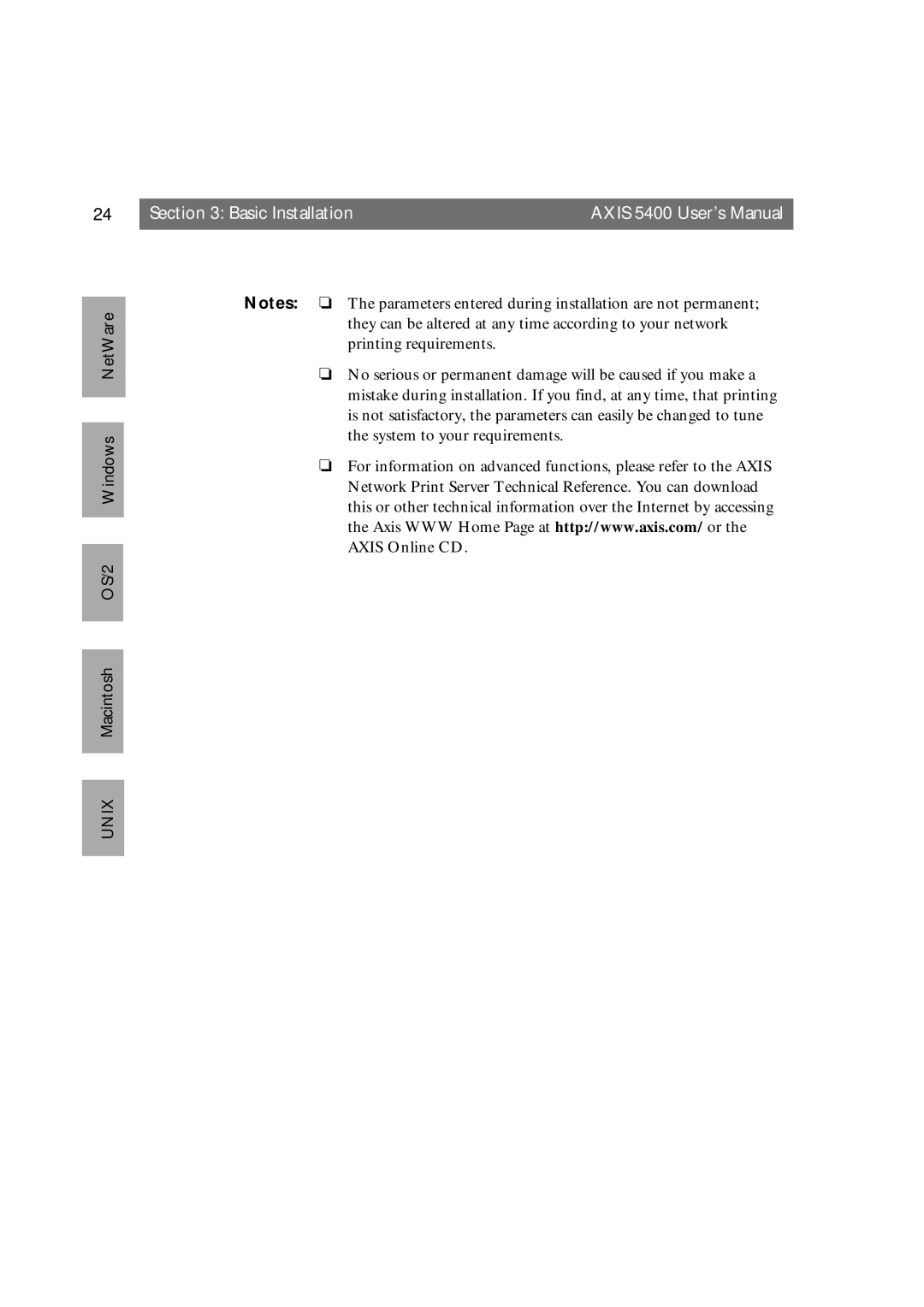 Axis Communications 5400 user manual Basic Installation 