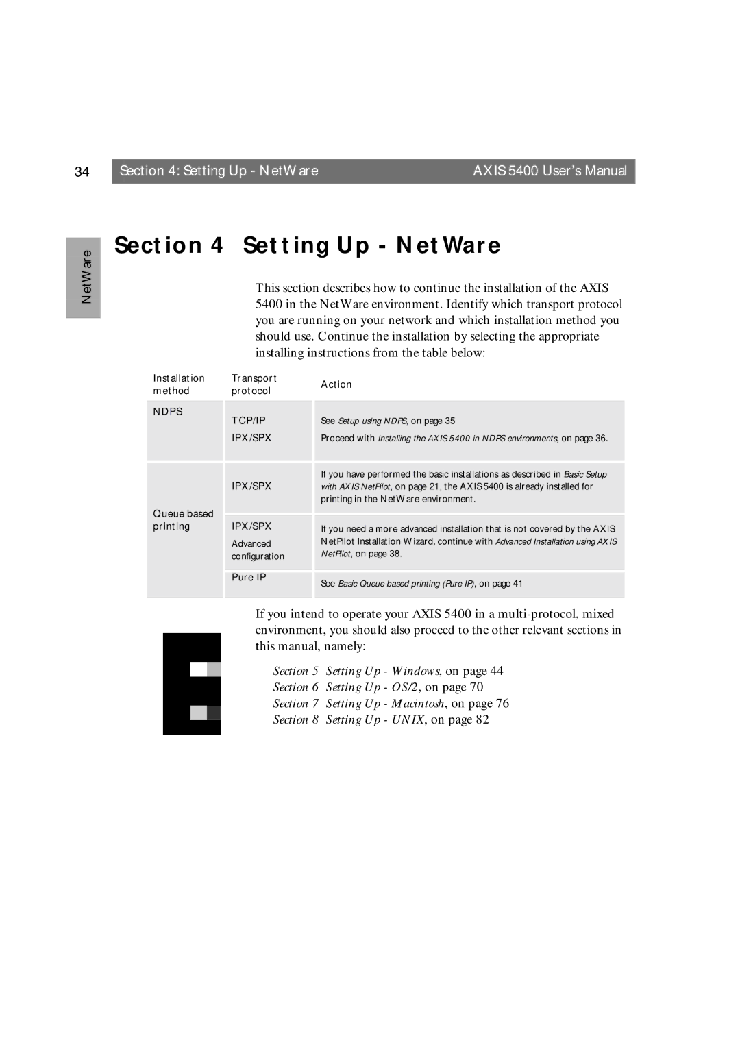 Axis Communications 5400 user manual Setting Up NetWare 