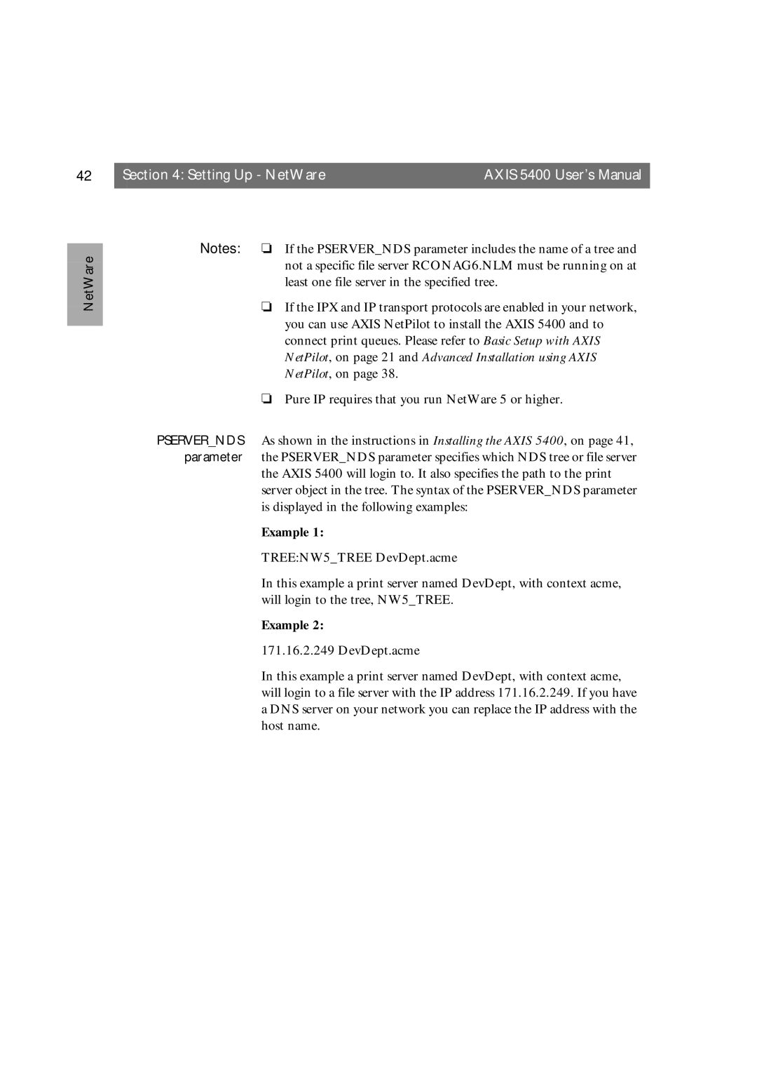 Axis Communications 5400 user manual Example 