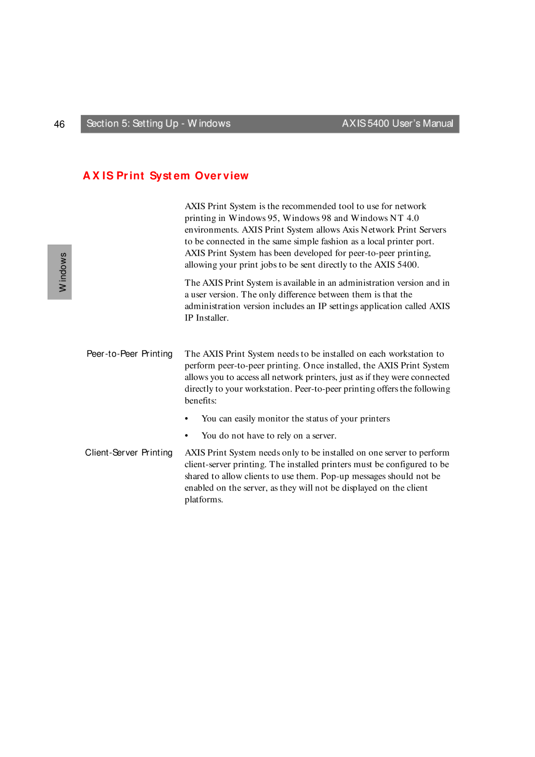 Axis Communications 5400 user manual Axis Print System Overview 