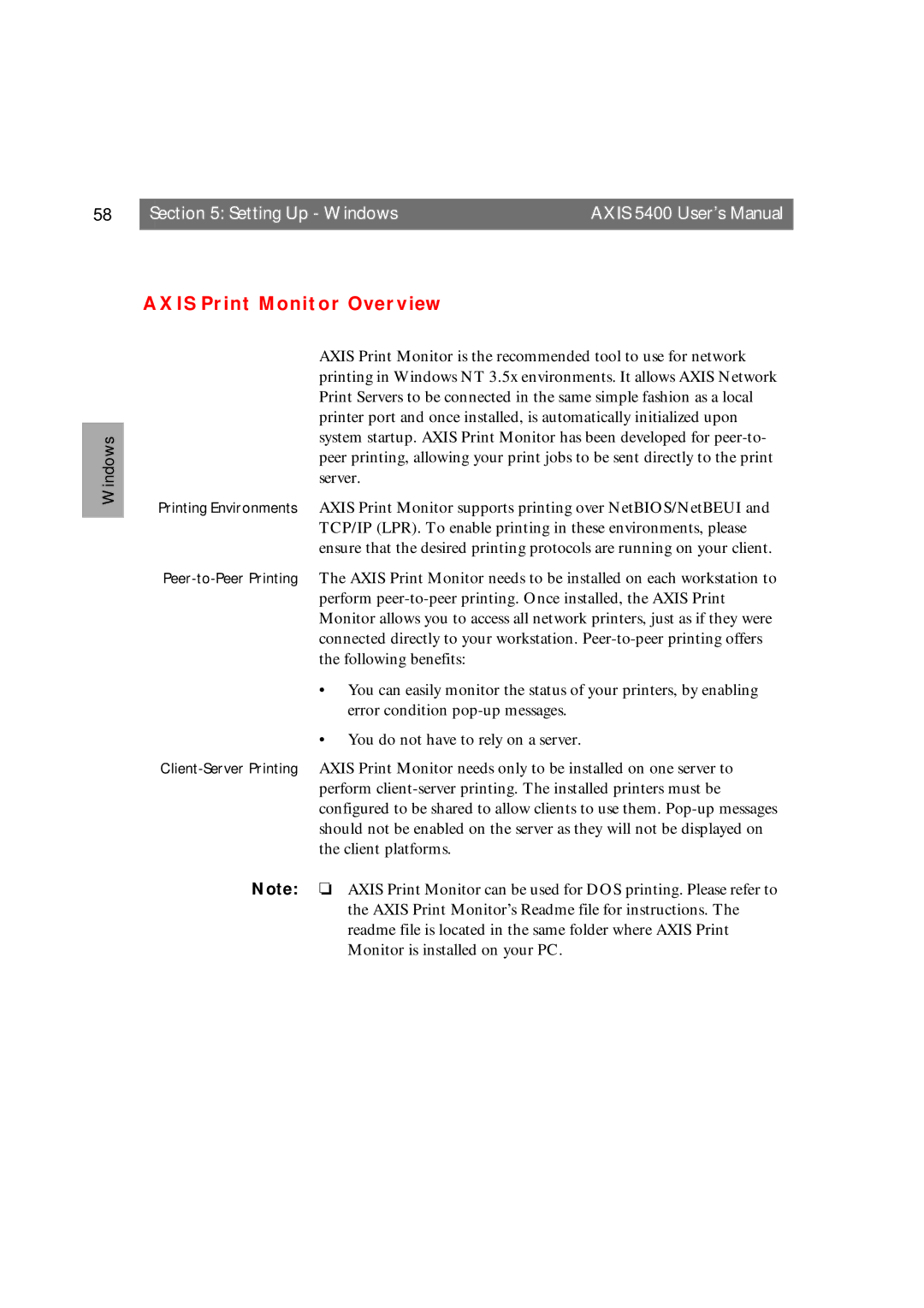 Axis Communications 5400 user manual Axis Print Monitor Overview 