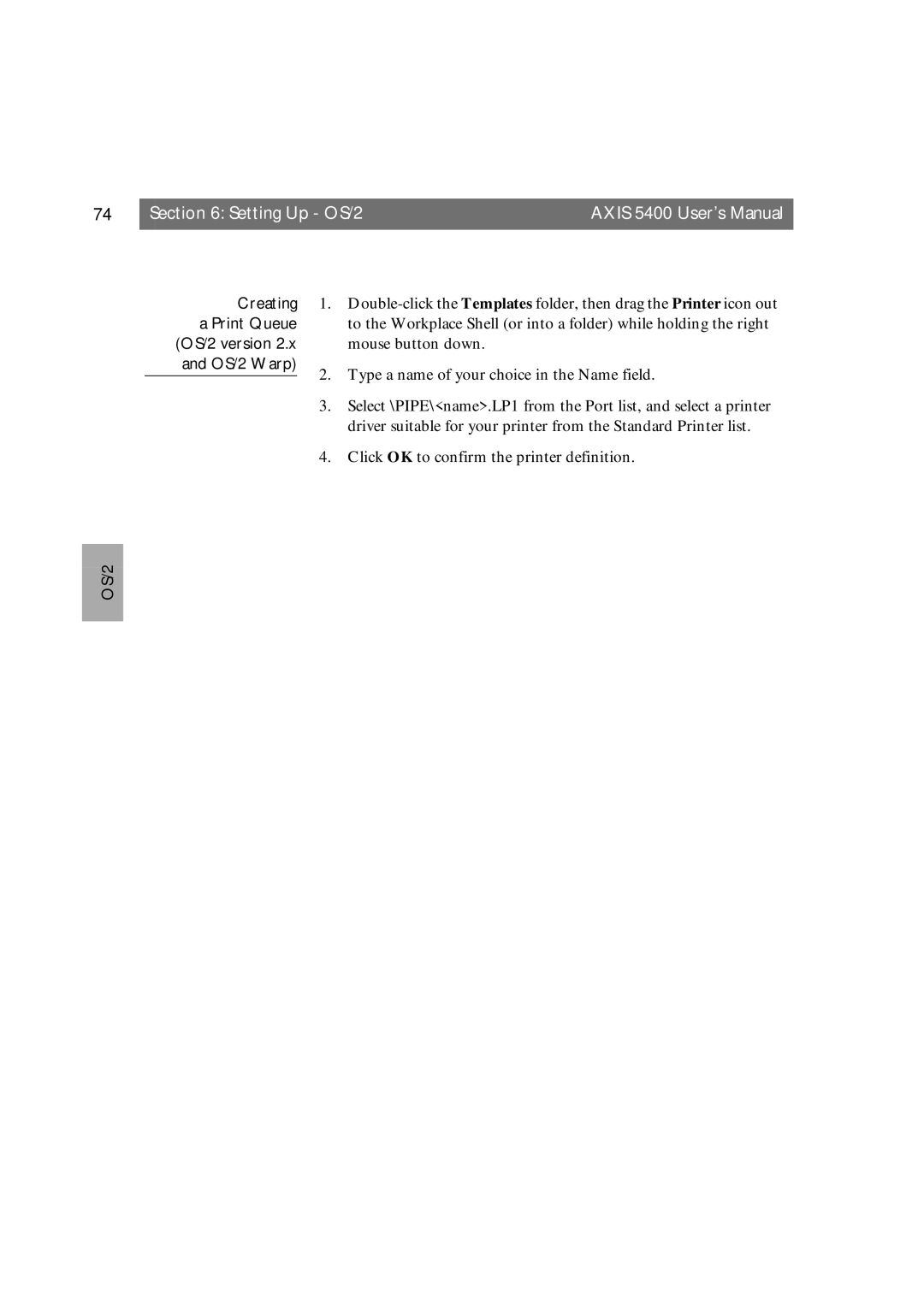 Axis Communications 5400 user manual OS/2 version, OS/2 Warp 