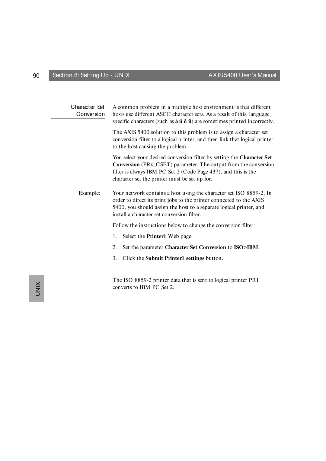 Axis Communications 5400 user manual Setting Up Unix 