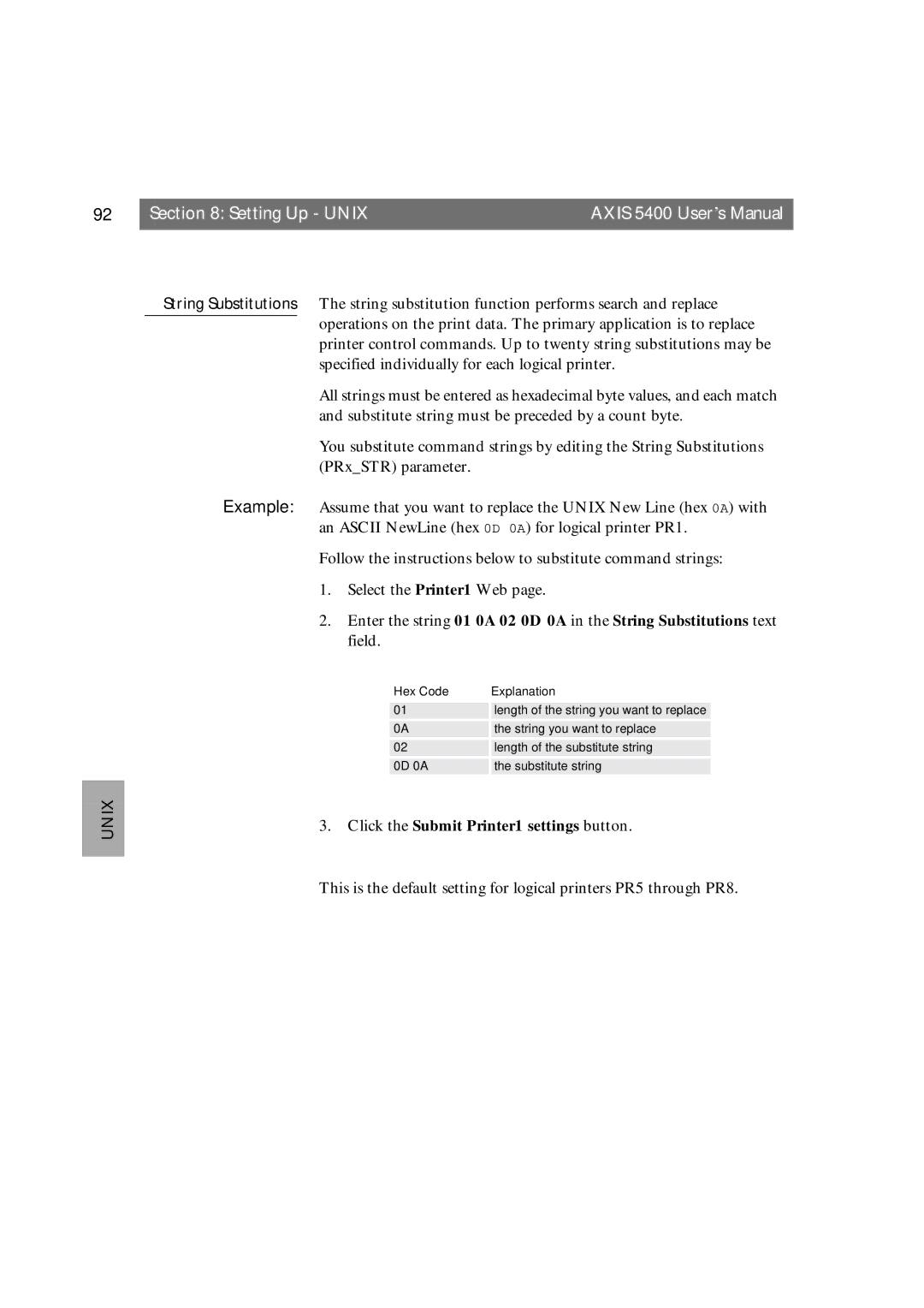 Axis Communications 5400 user manual Hex Code Explanation 