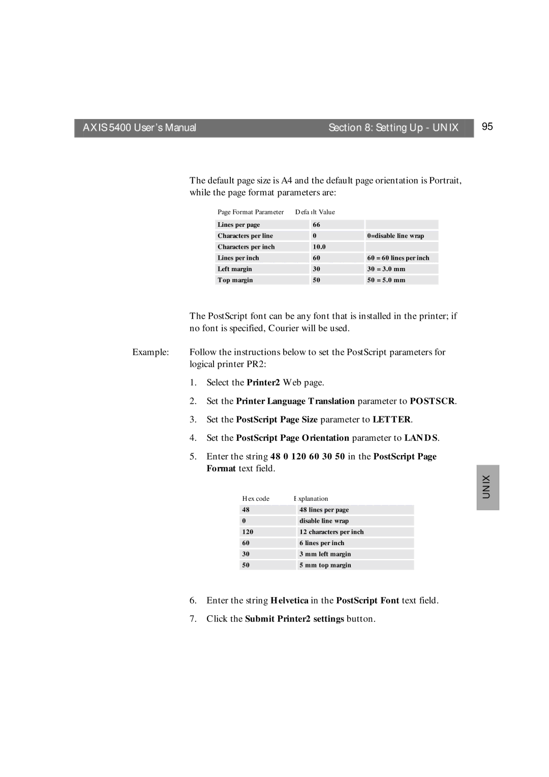 Axis Communications 5400 user manual Enter the string Helvetica in the PostScript Font text field 