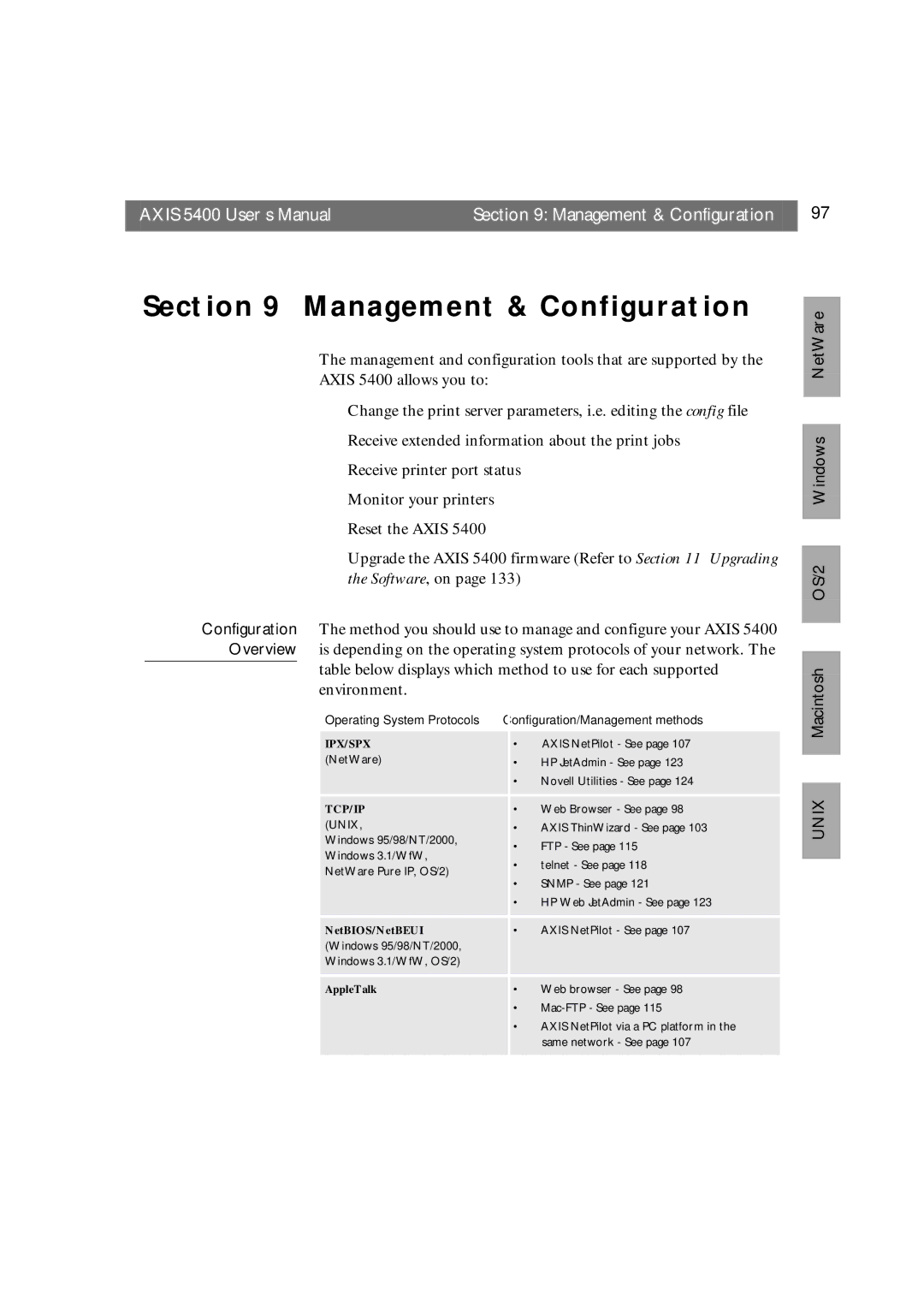 Axis Communications user manual Axis 5400 User’s Manual Management & Configuration 