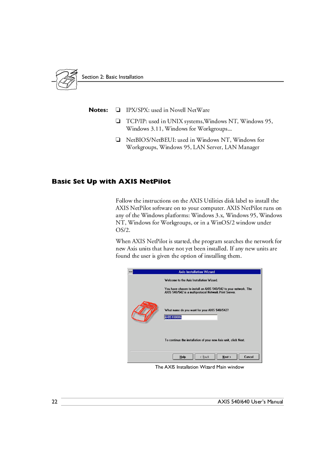 Axis Communications 540/640 manual Basic Set Up with Axis NetPilot 