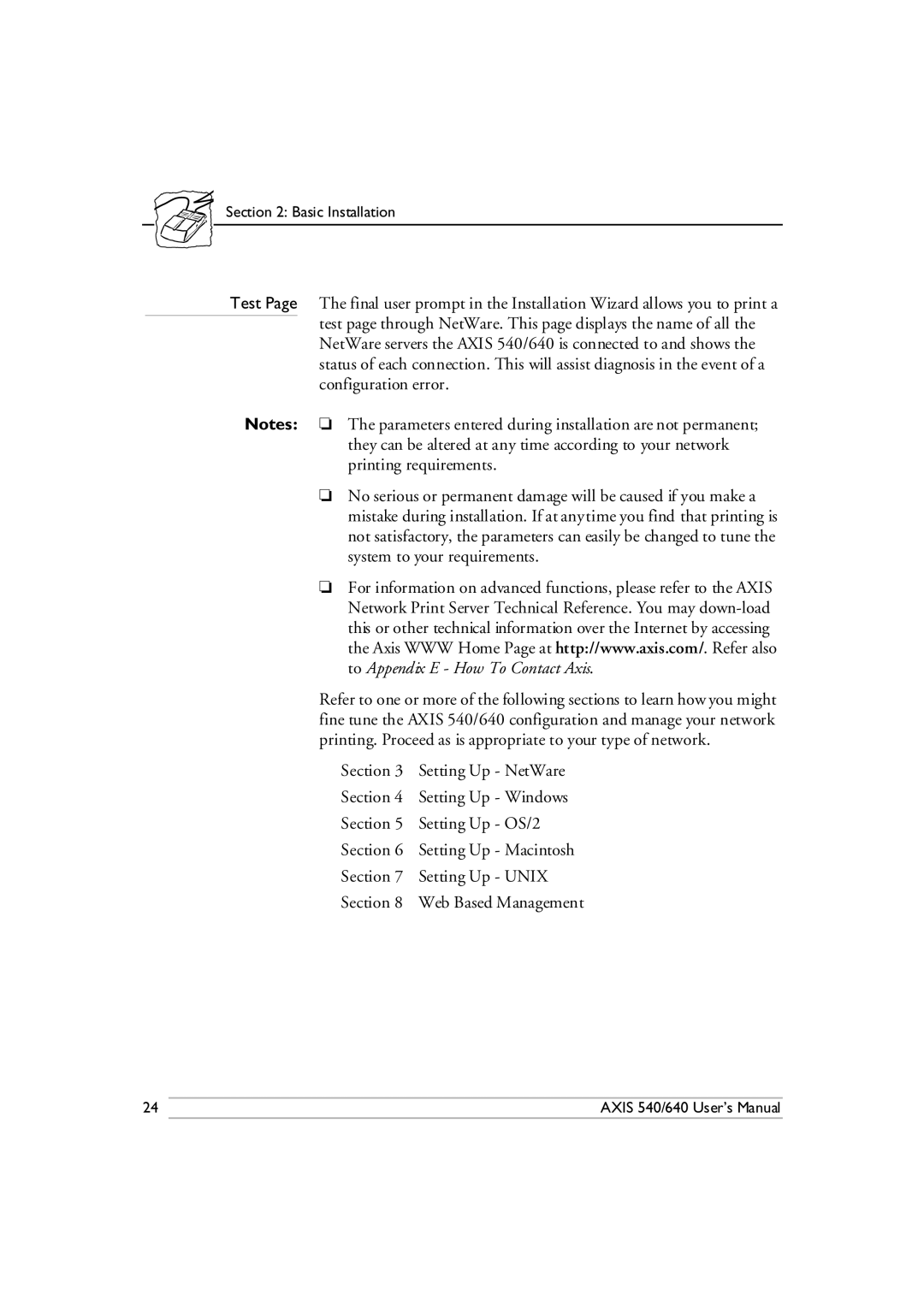 Axis Communications 540/640 manual Basic Installation 