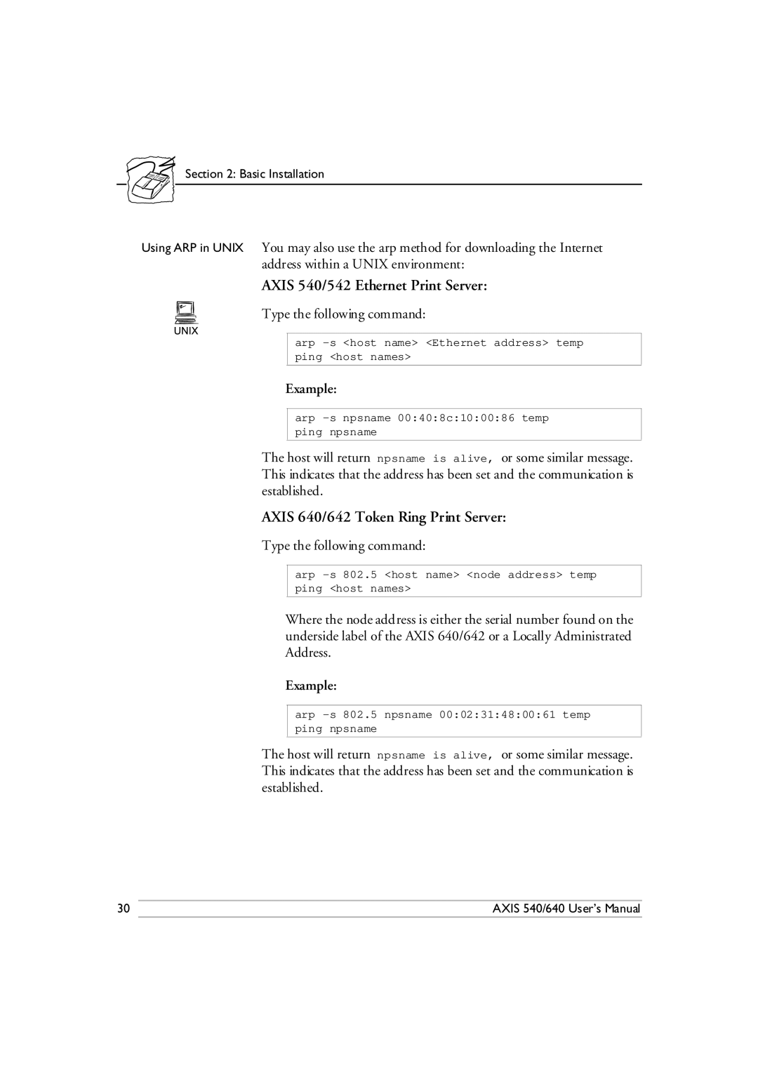 Axis Communications 540/640 manual Type the following command 