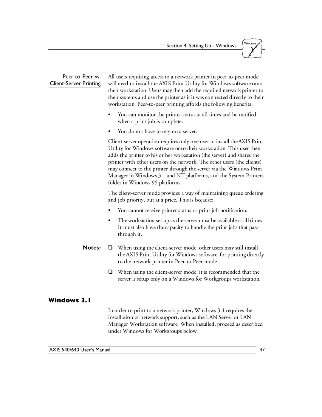 Axis Communications 540/640 manual Windows 