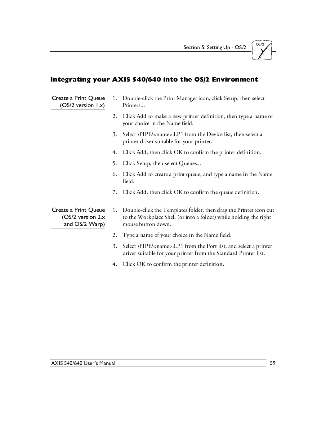 Axis Communications manual Integrating your Axis 540/640 into the OS/2 Environment 